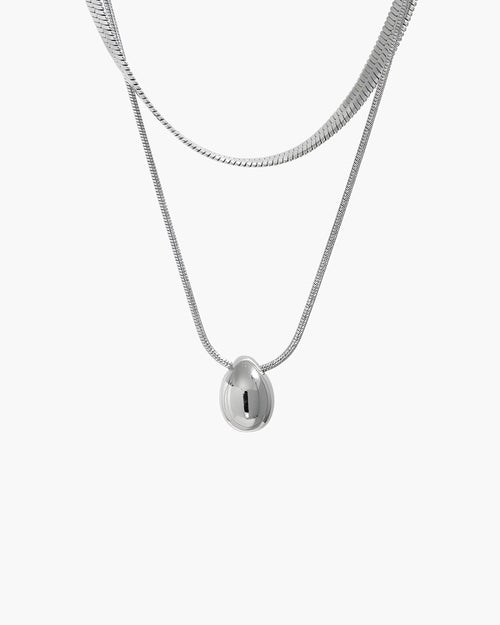 Colar Duplo Corrente Snake Esfera Oval