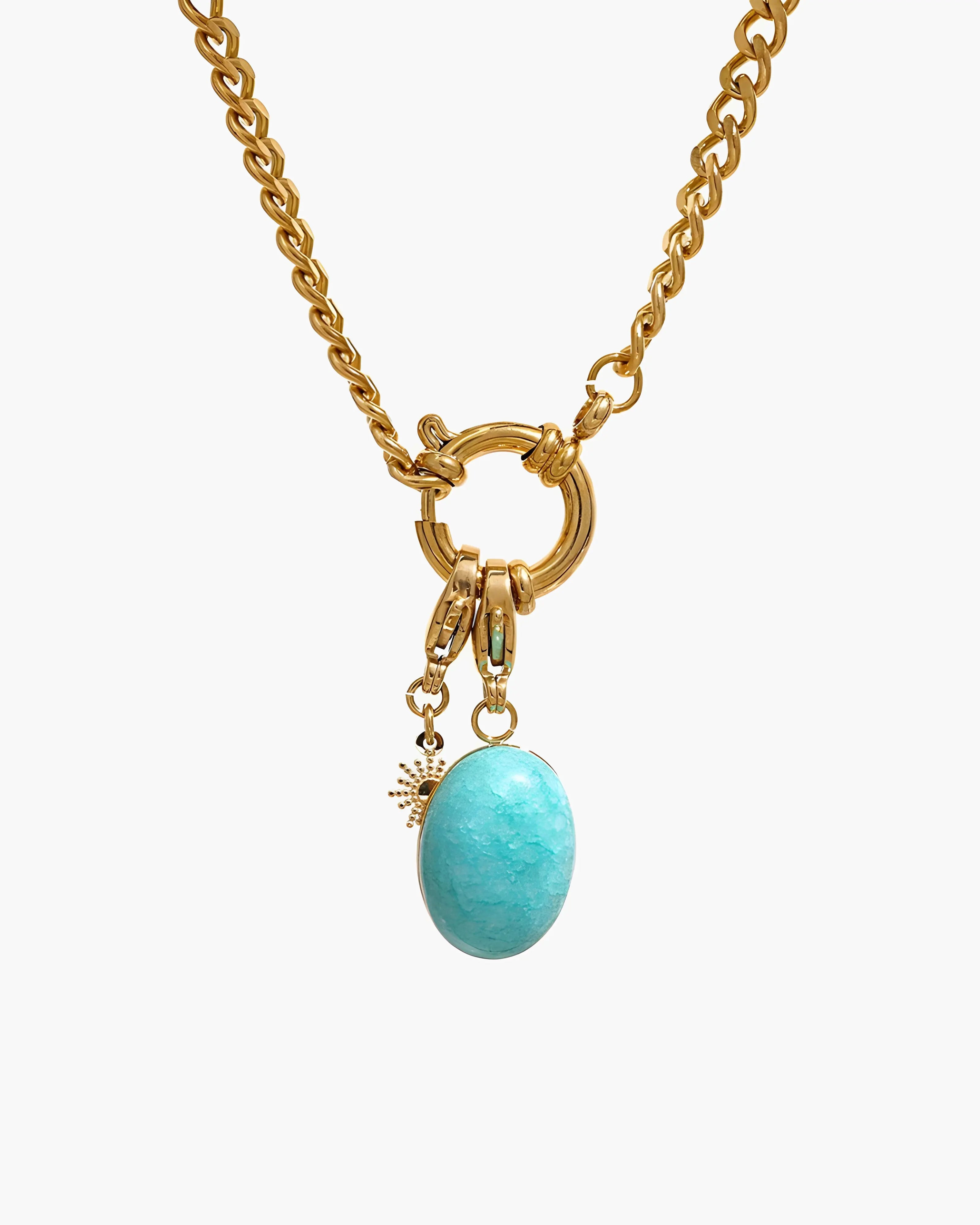 Colar Charms Pedra Natural Azul