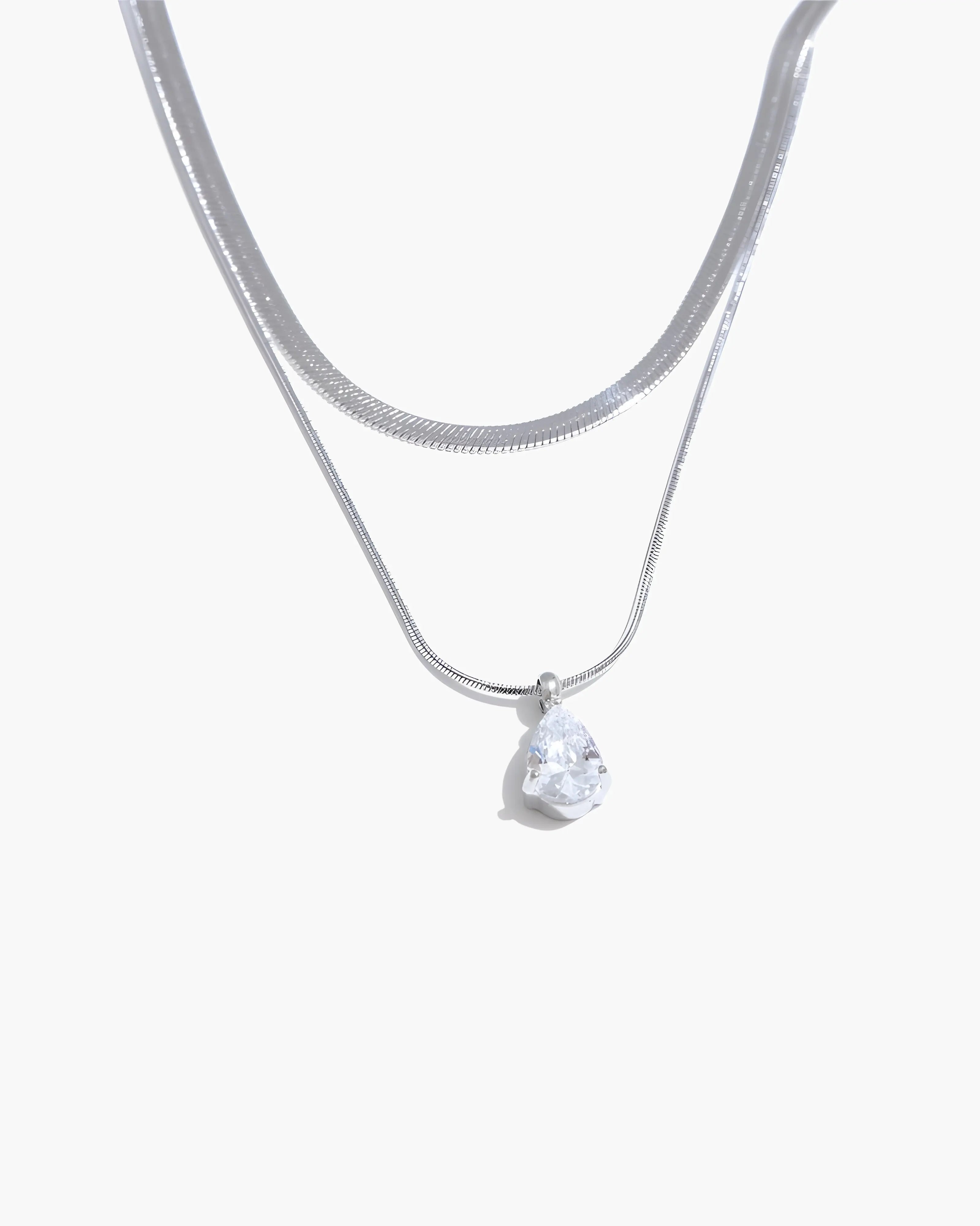 Colar Duplo Gota de Zircônia