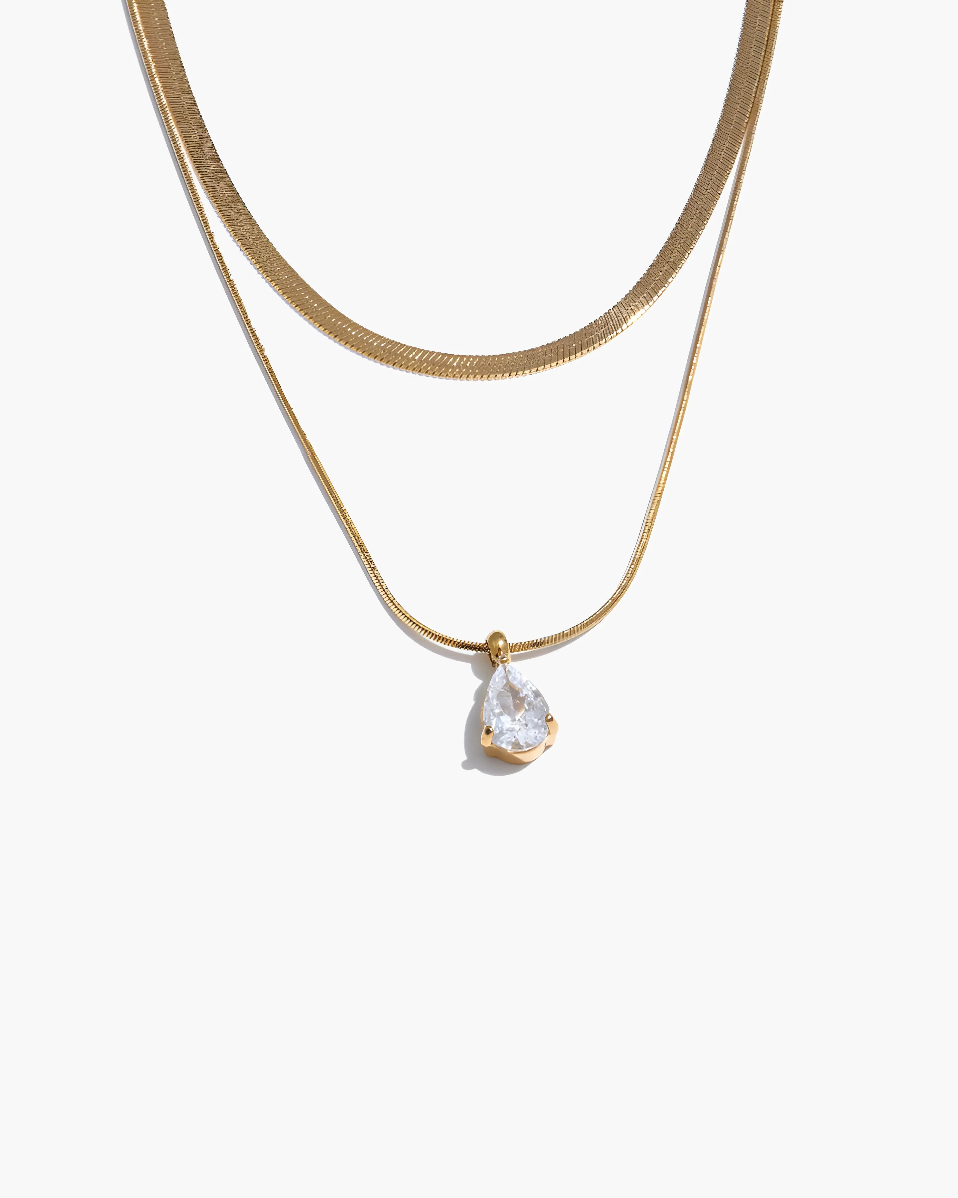 Colar Duplo Gota de Zircônia