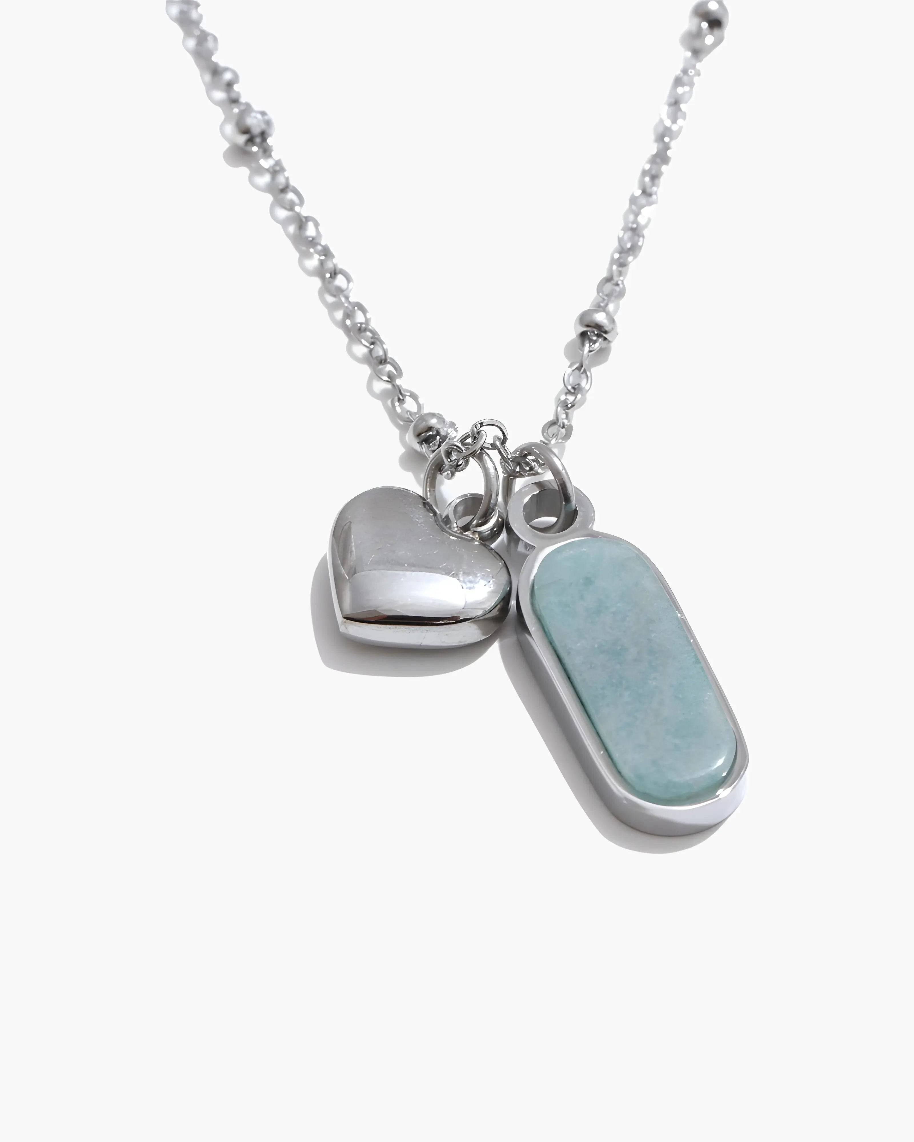 Colar Coração & Amazonita