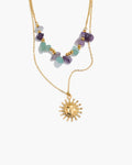 Colar Duplo Sol & Pedras Naturais