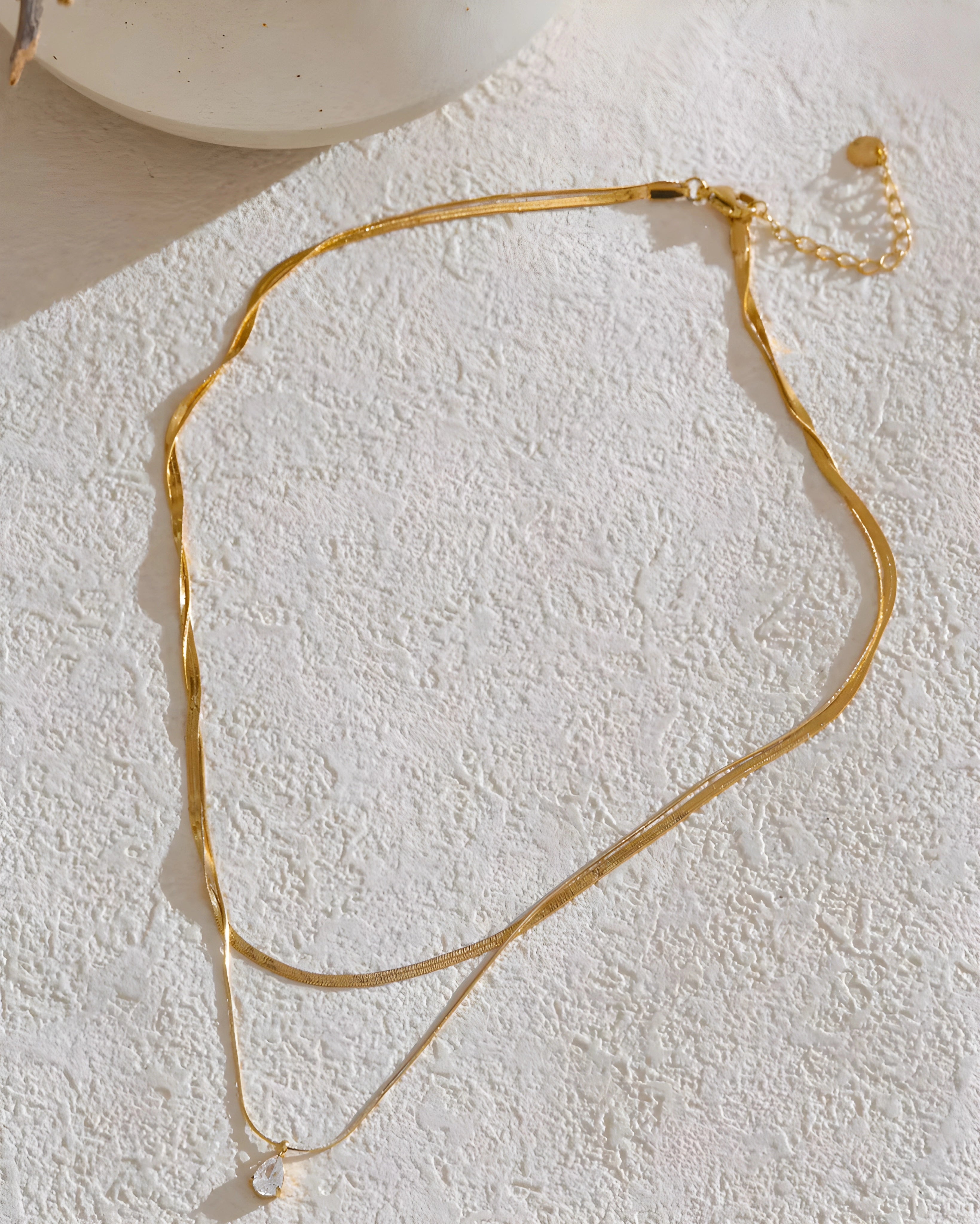 Colar Duplo Gota de Zircônia