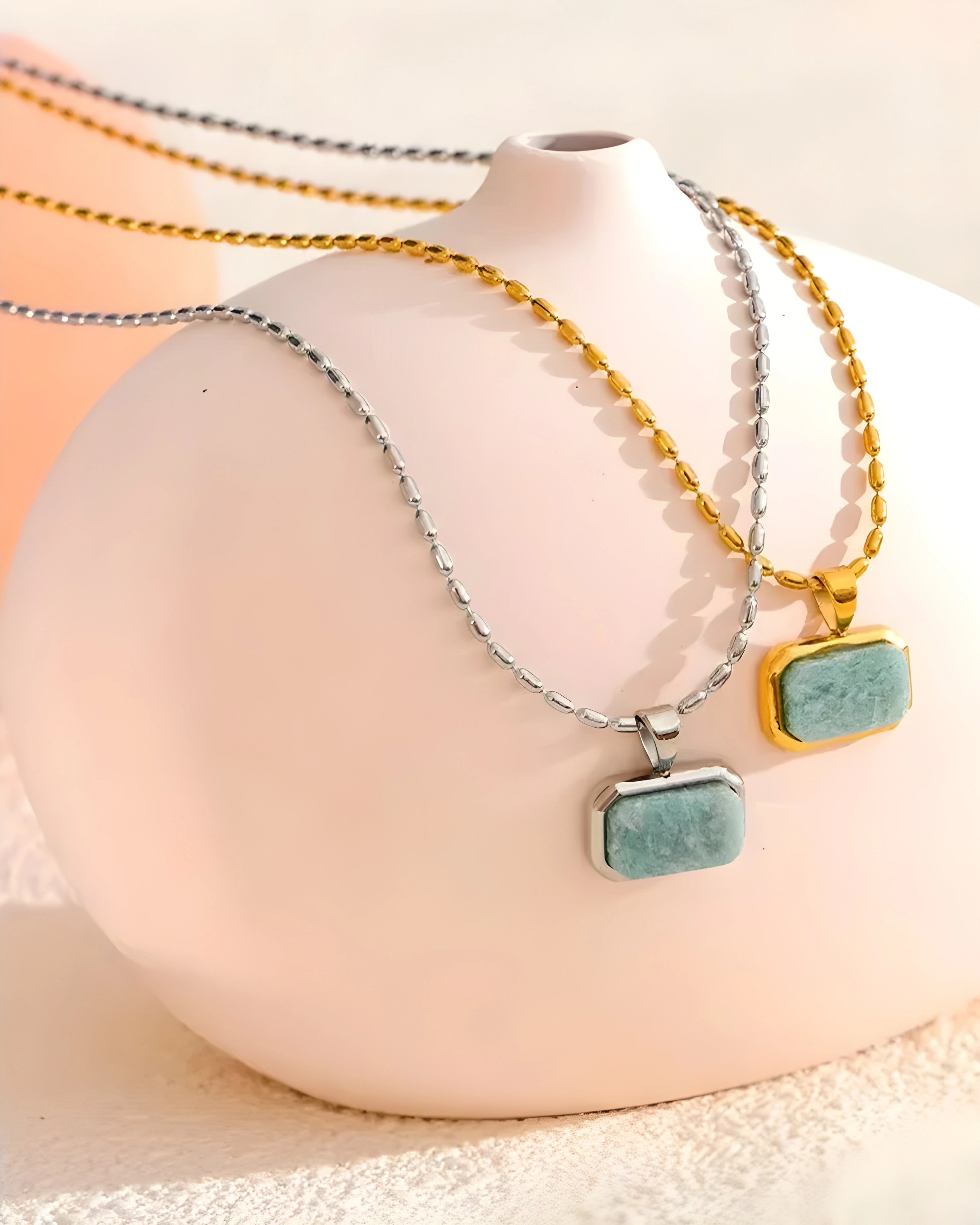 Colar Square Amazonita