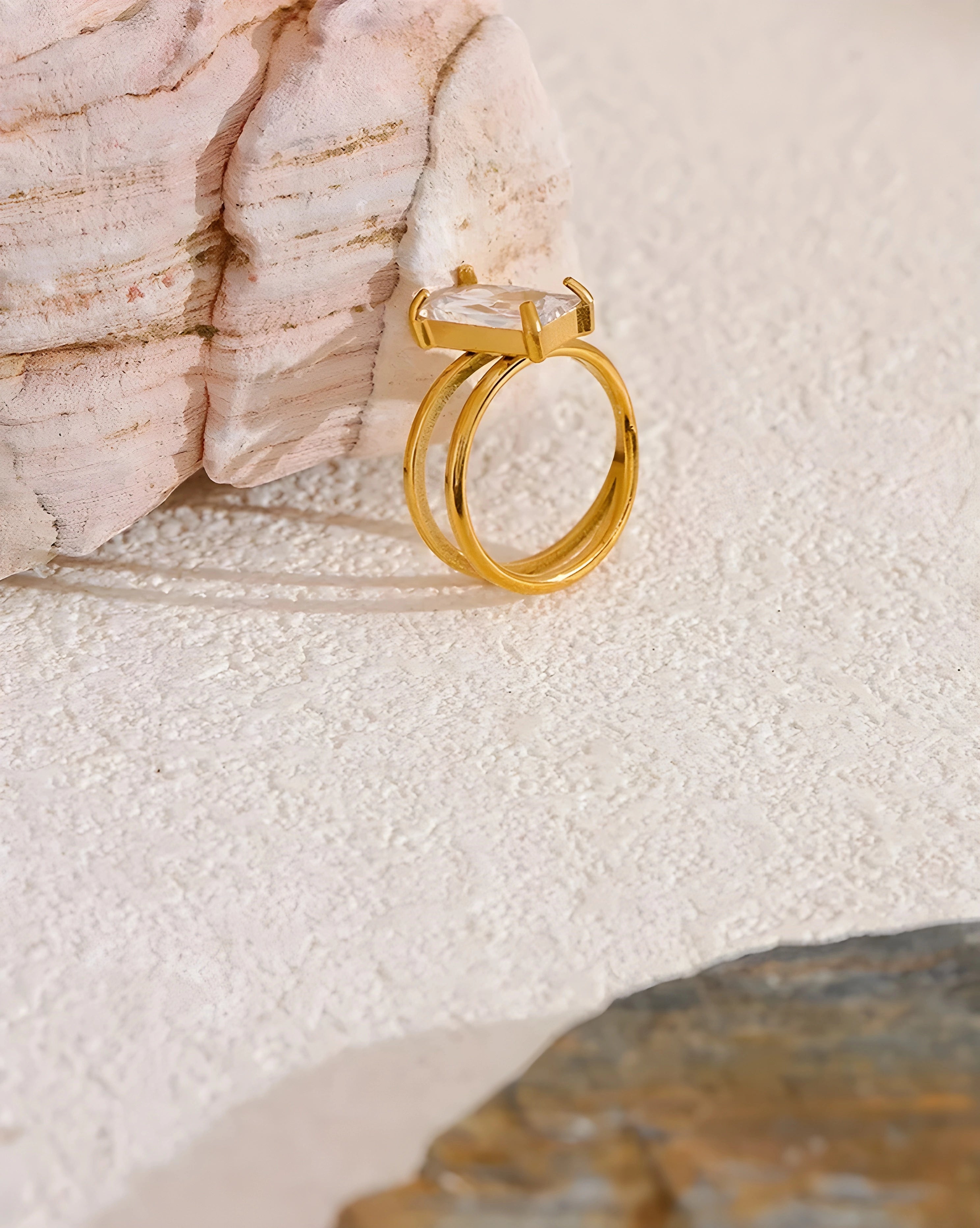 Anel State Zircônia Baguete