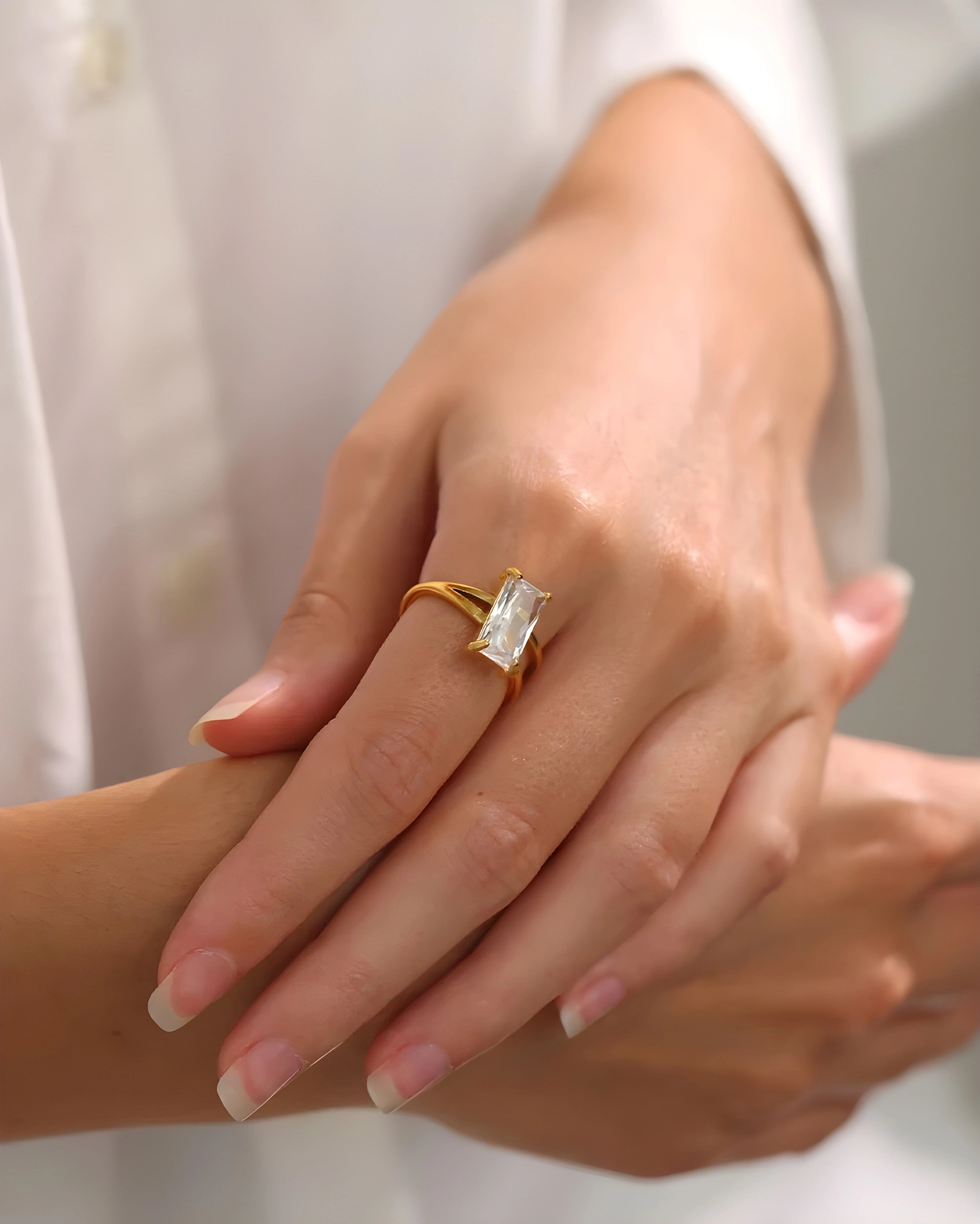 Anel State Zircônia Baguete