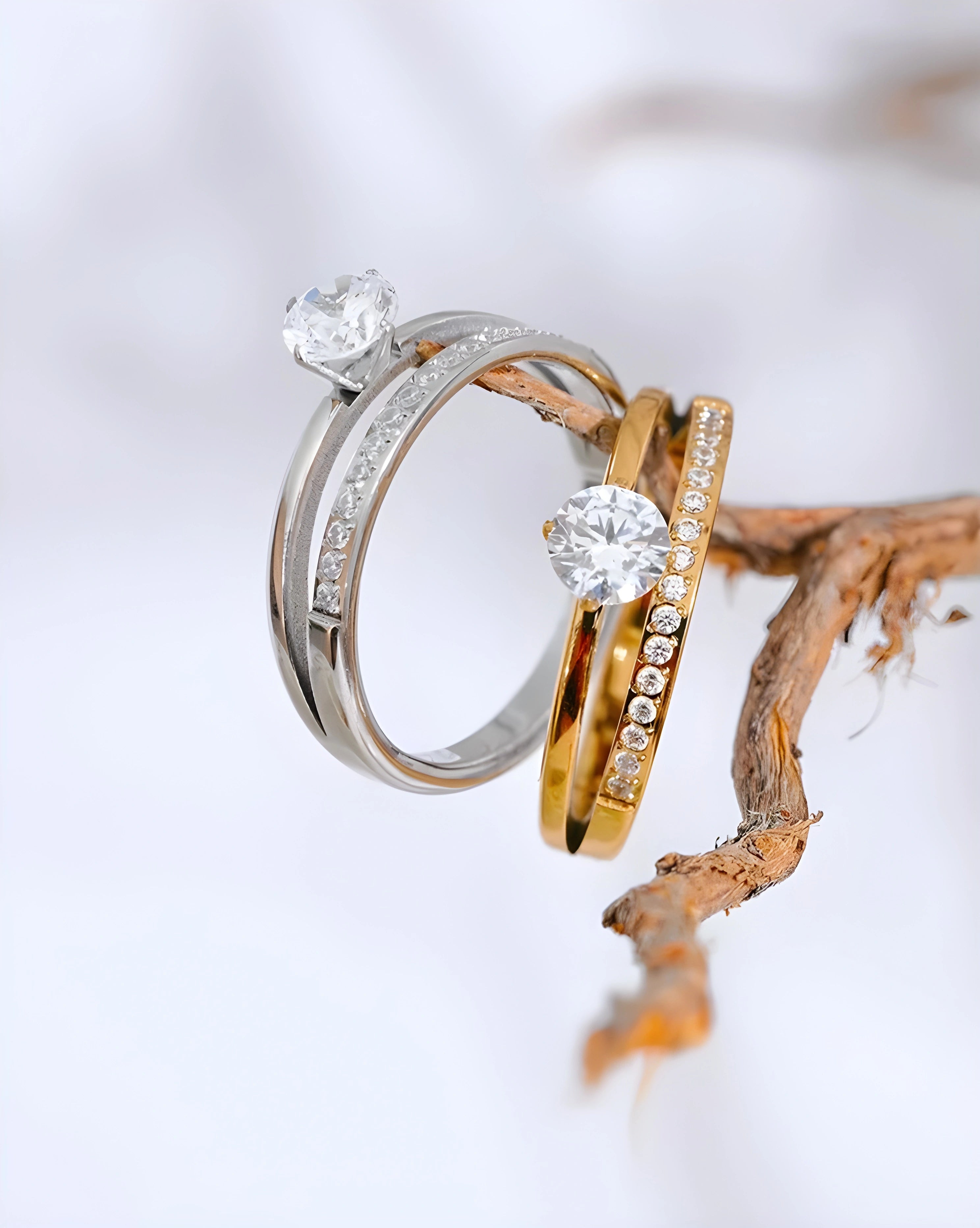 Anel Solitário Duplo Pavê