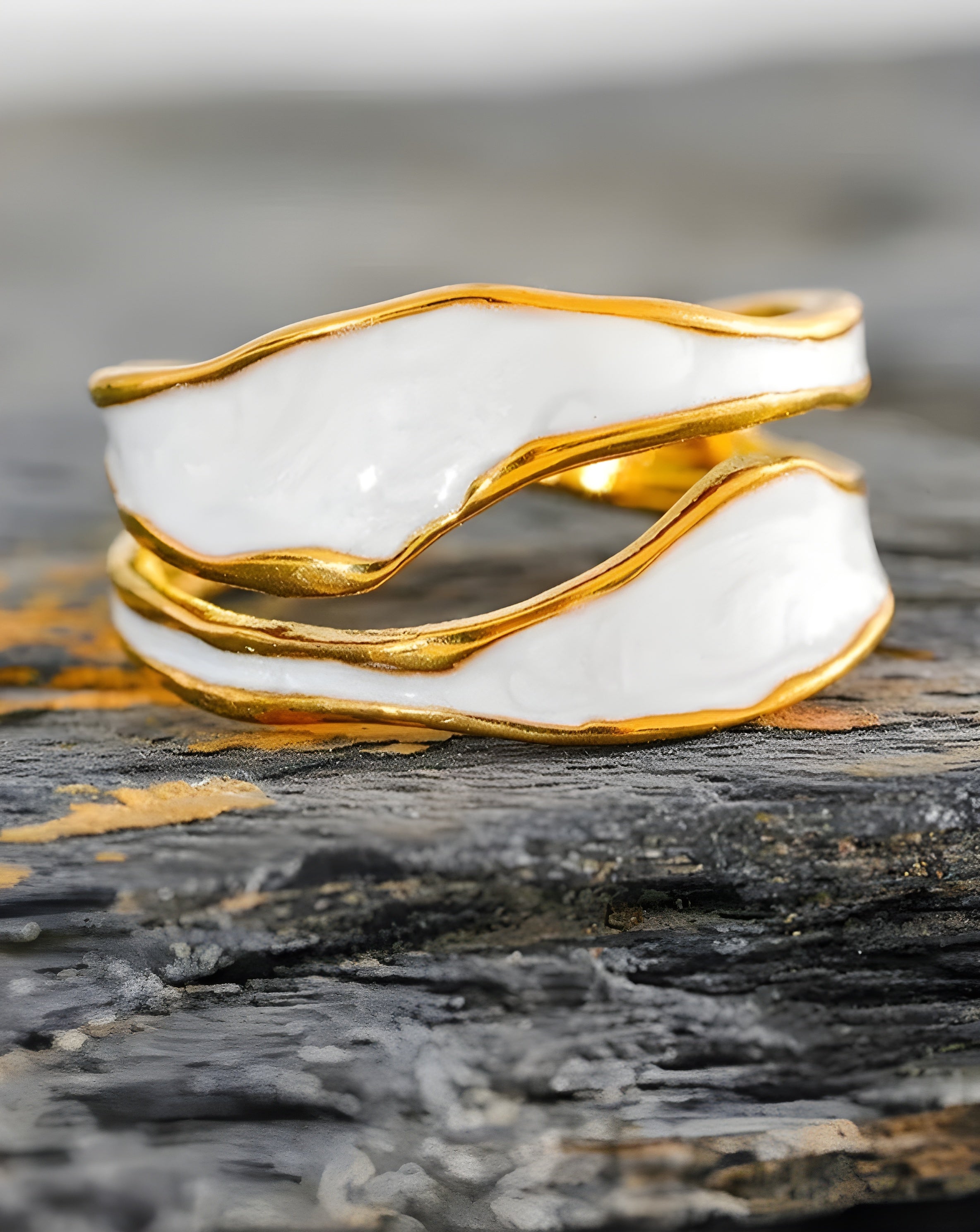 Anel Aberto Lithe Esmalte Branco