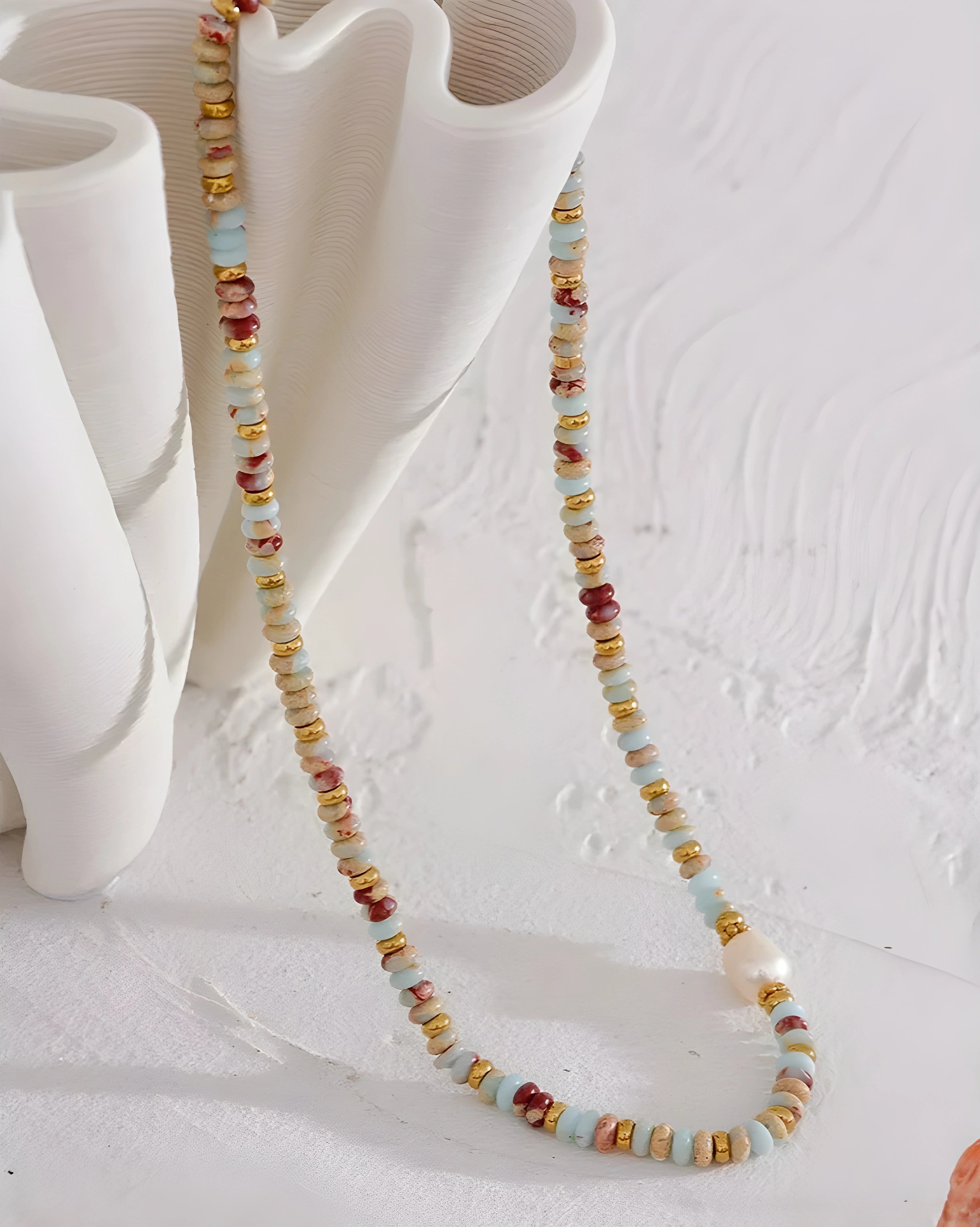 Colar Pérola & Pedras Naturais