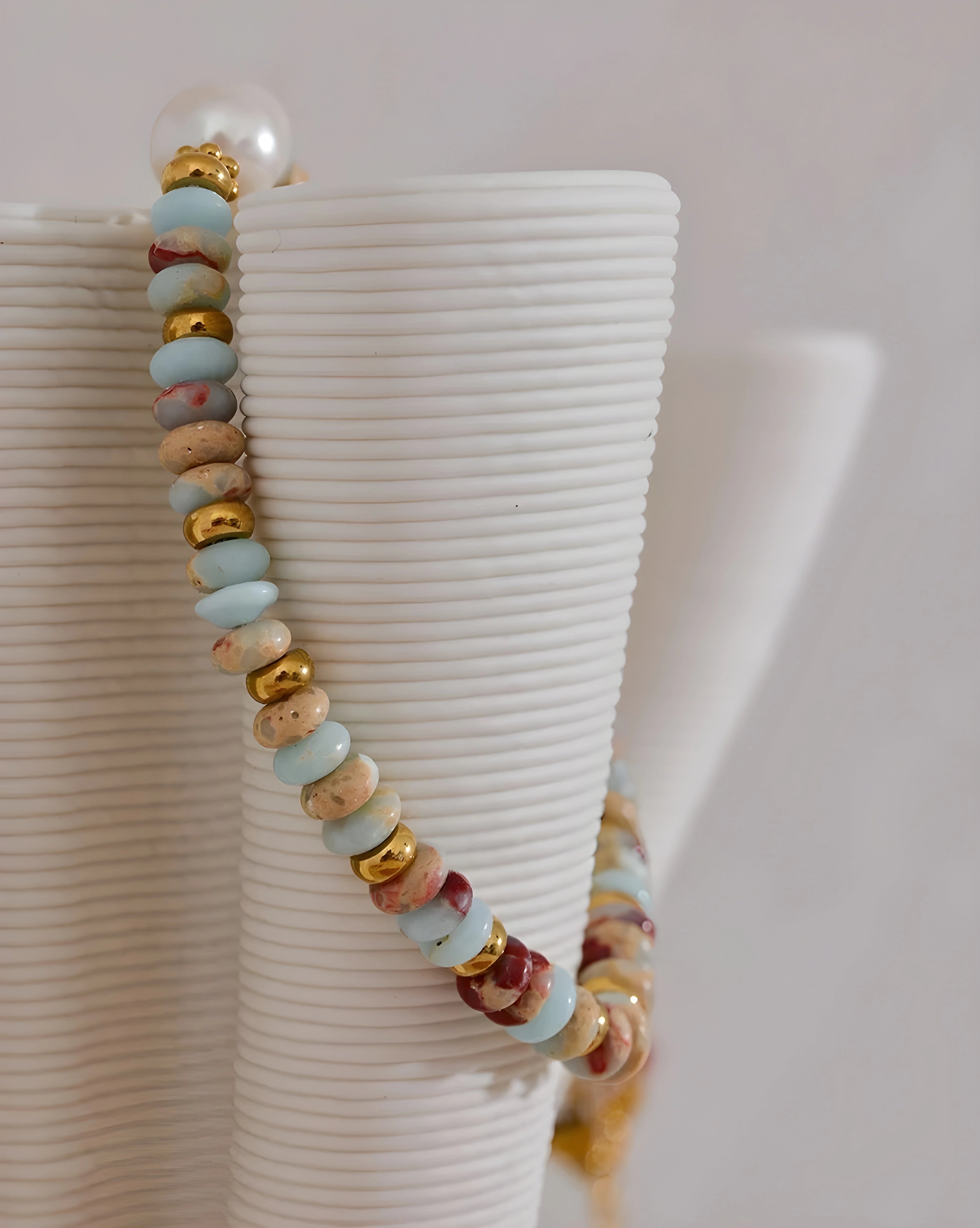 Colar Pérola & Pedras Naturais