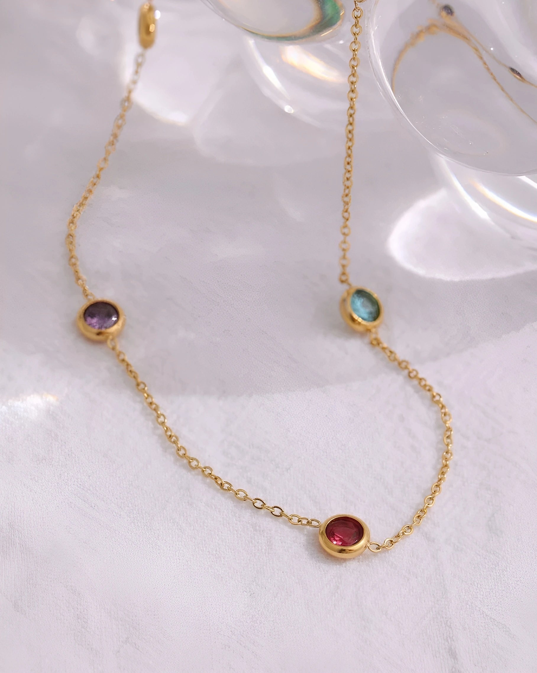 Colar Pontos de Zircônias Coloridas