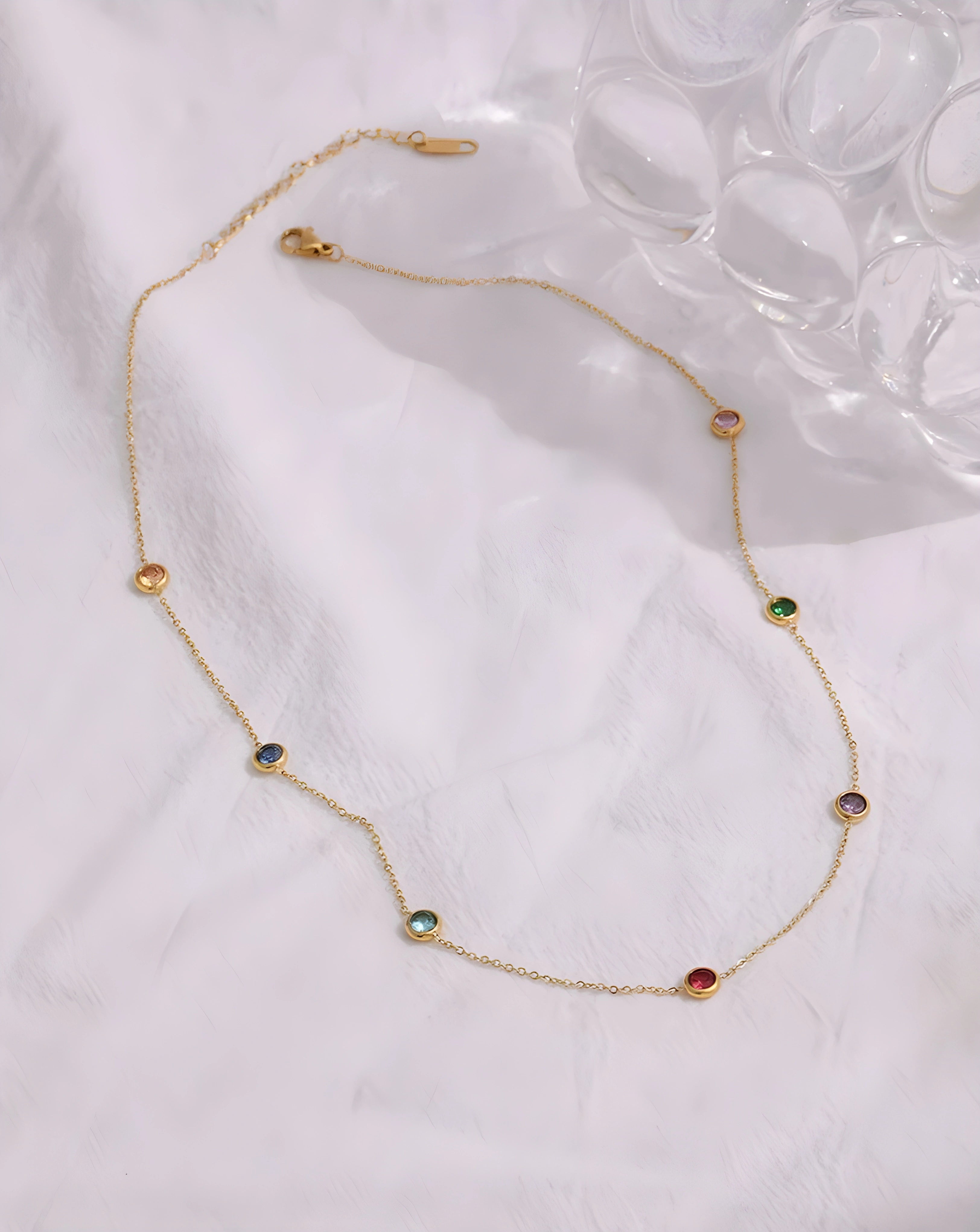 Colar Pontos de Zircônias Coloridas