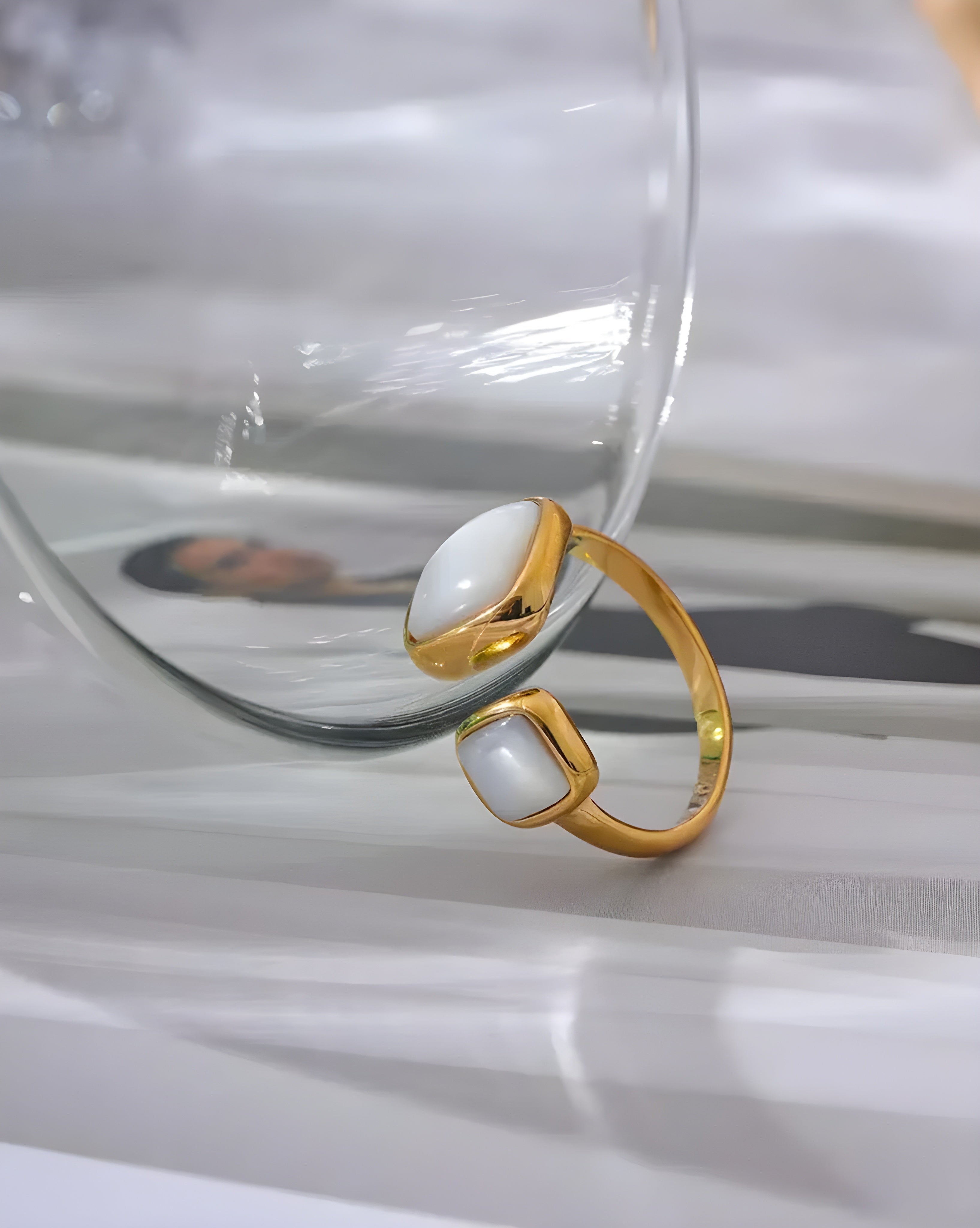 Anel Aberto Square Concha Natural