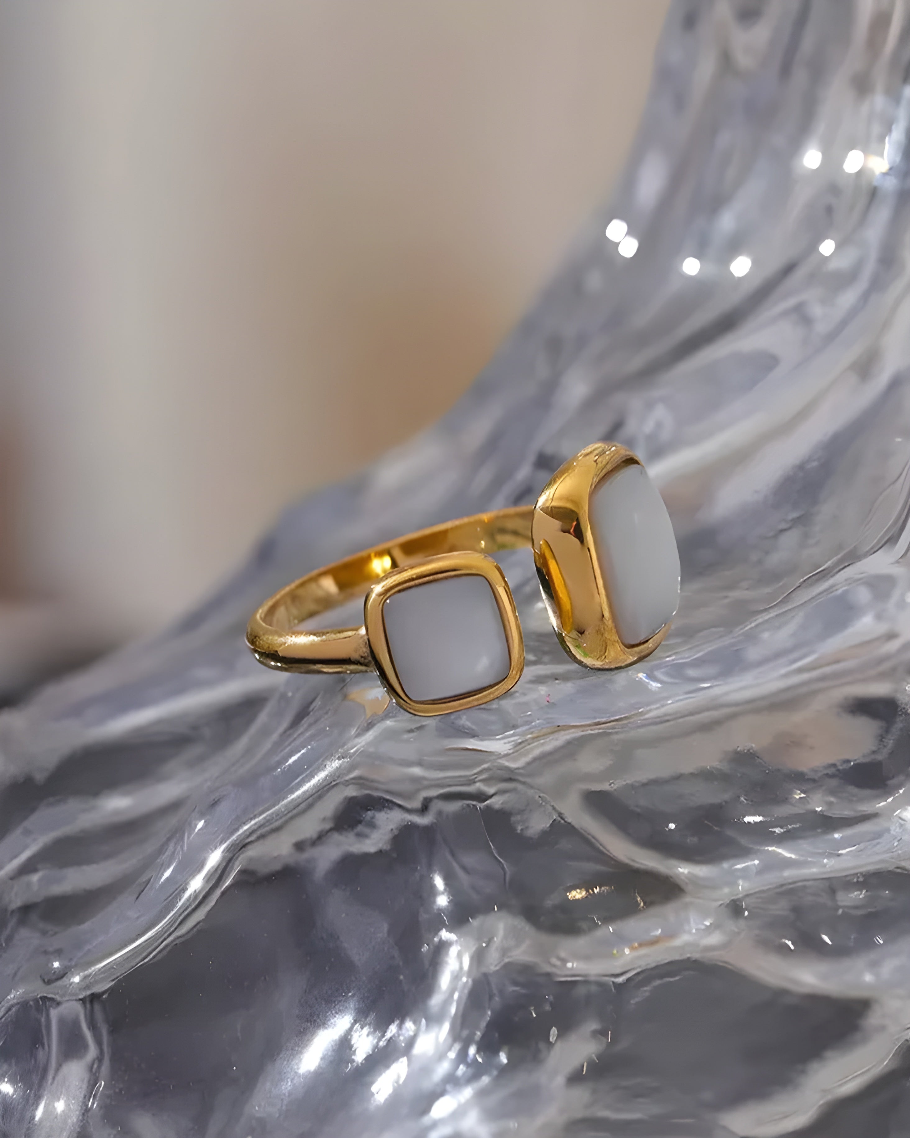 Anel Aberto Square Concha Natural