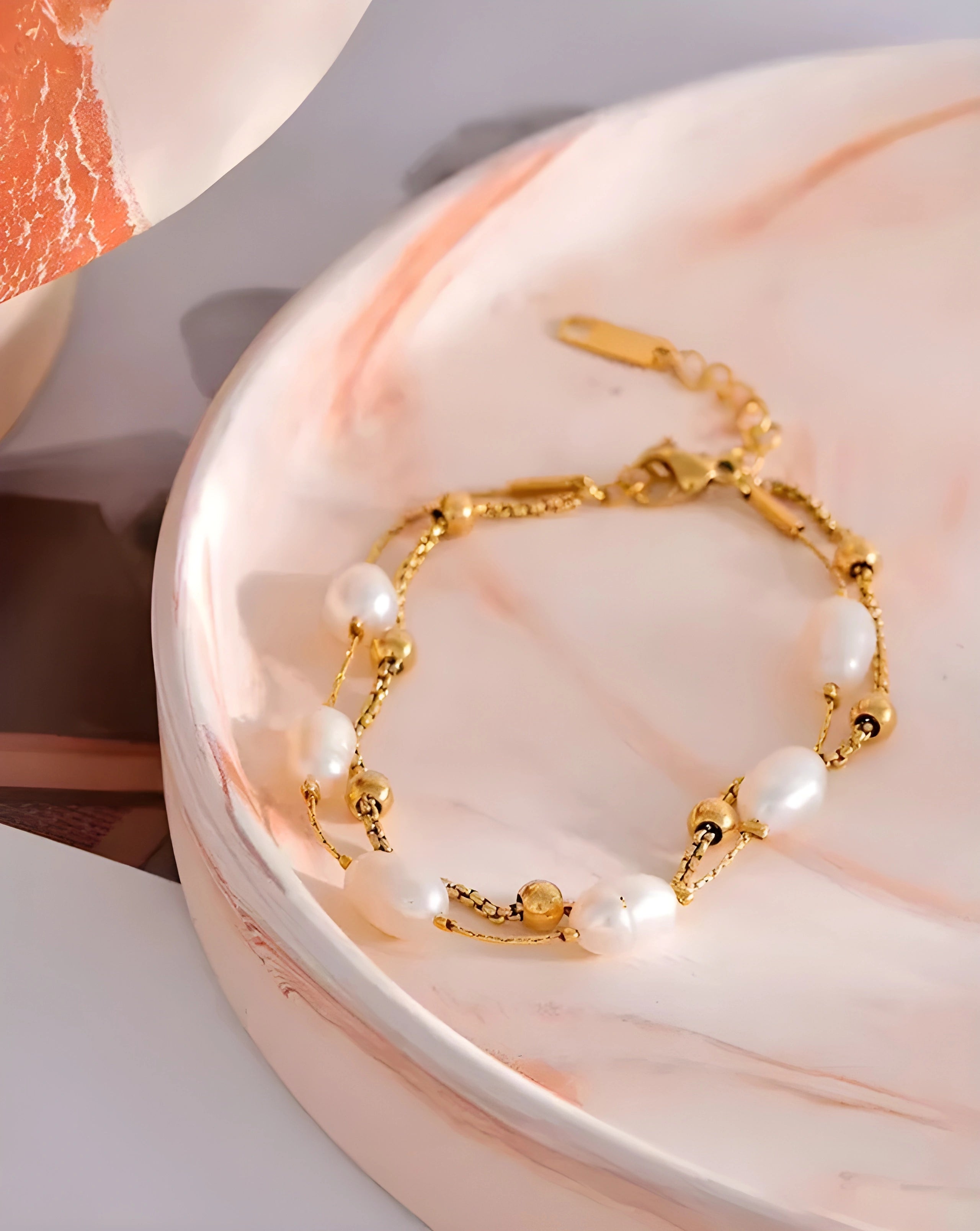 Pulseira Dupla Charm Pérola