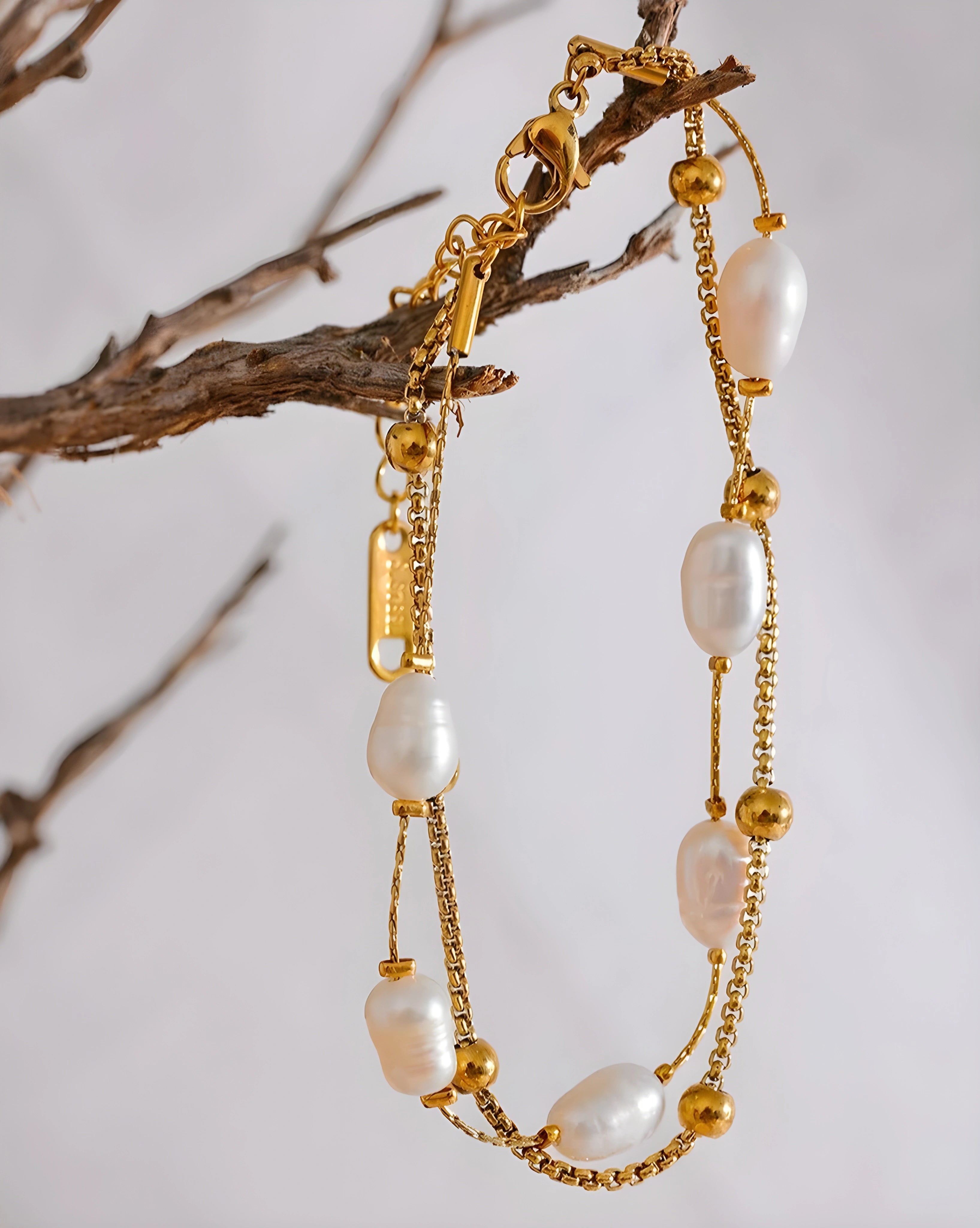 Pulseira Dupla Charm Pérola