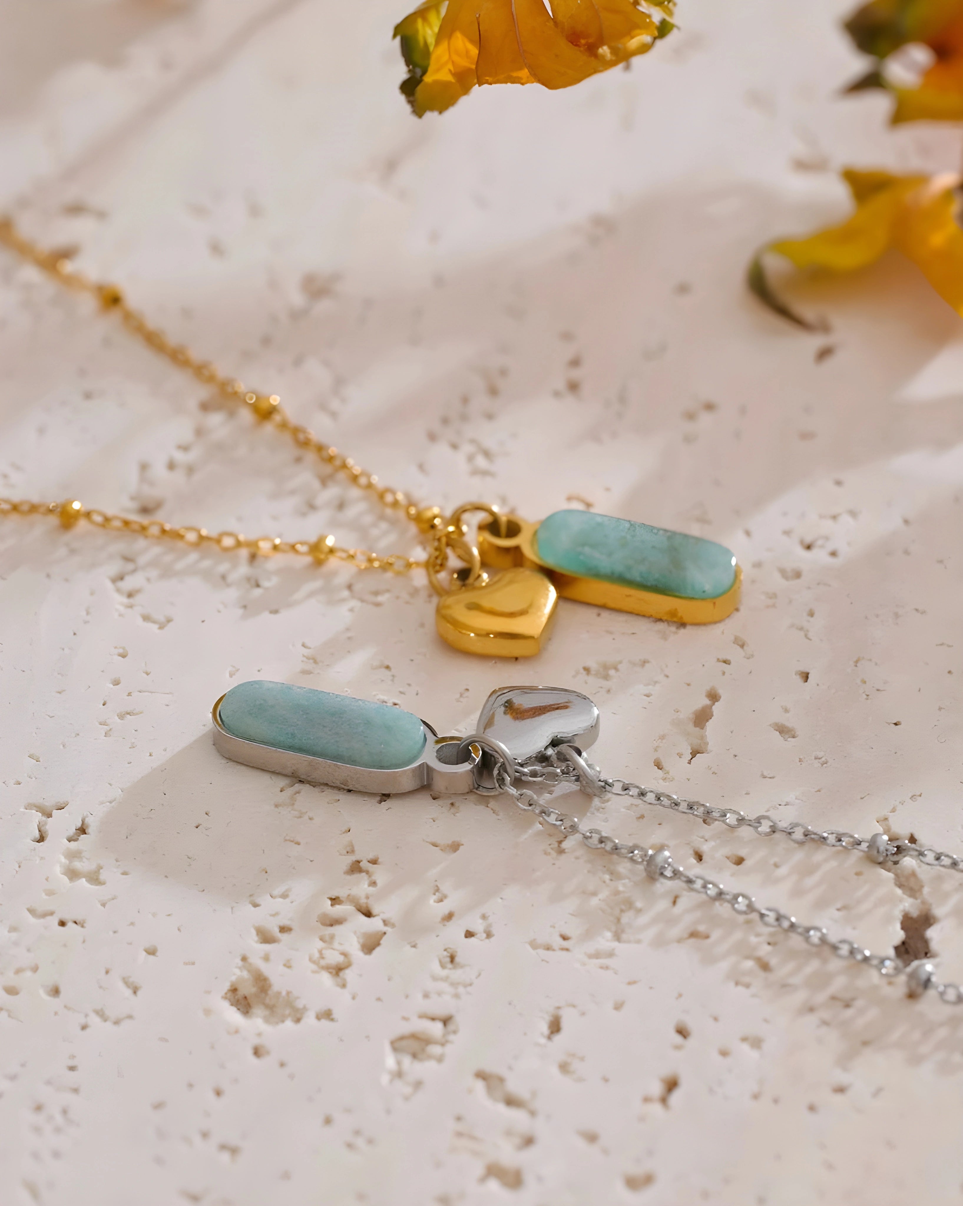 Colar Coração & Amazonita