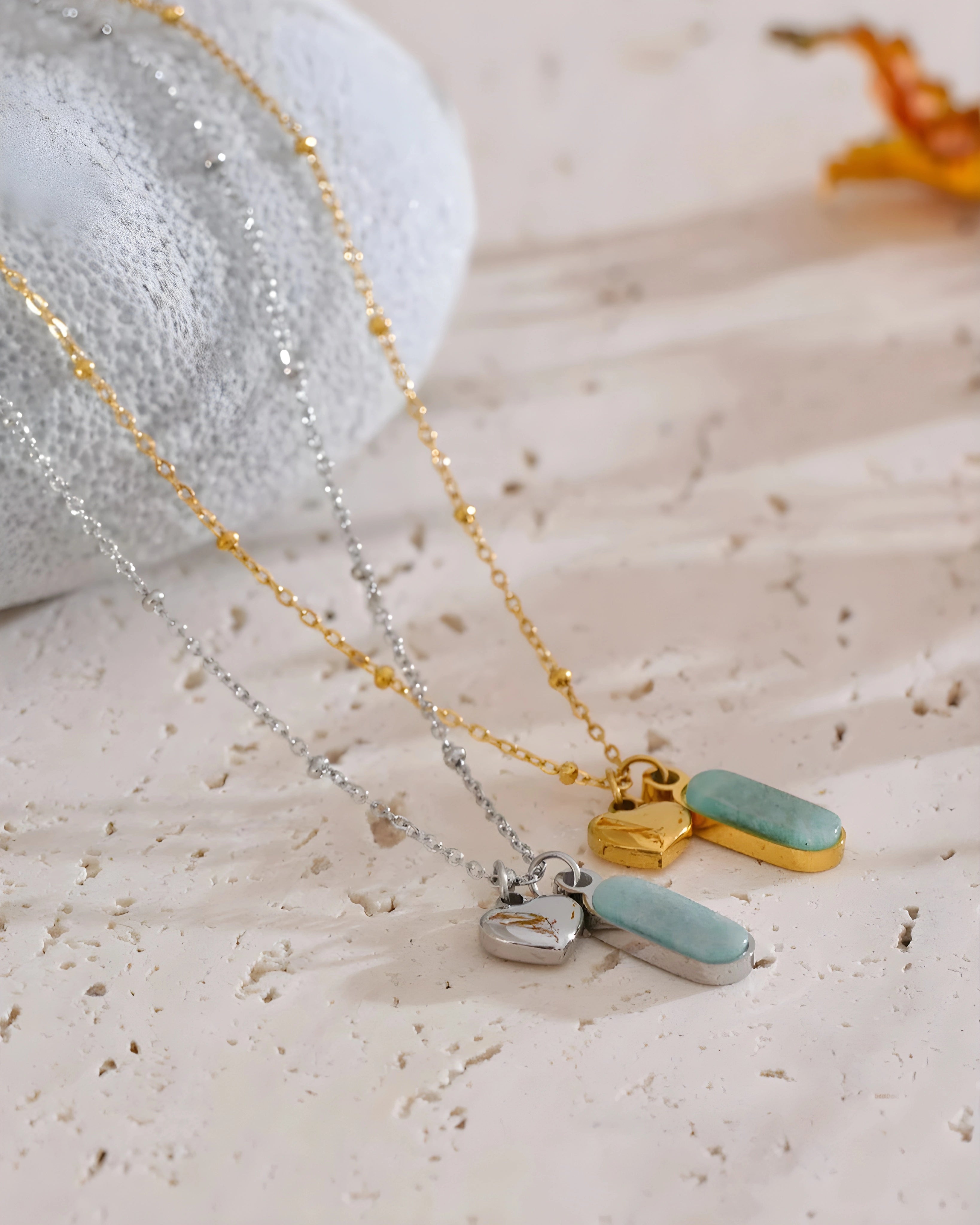 Colar Coração & Amazonita