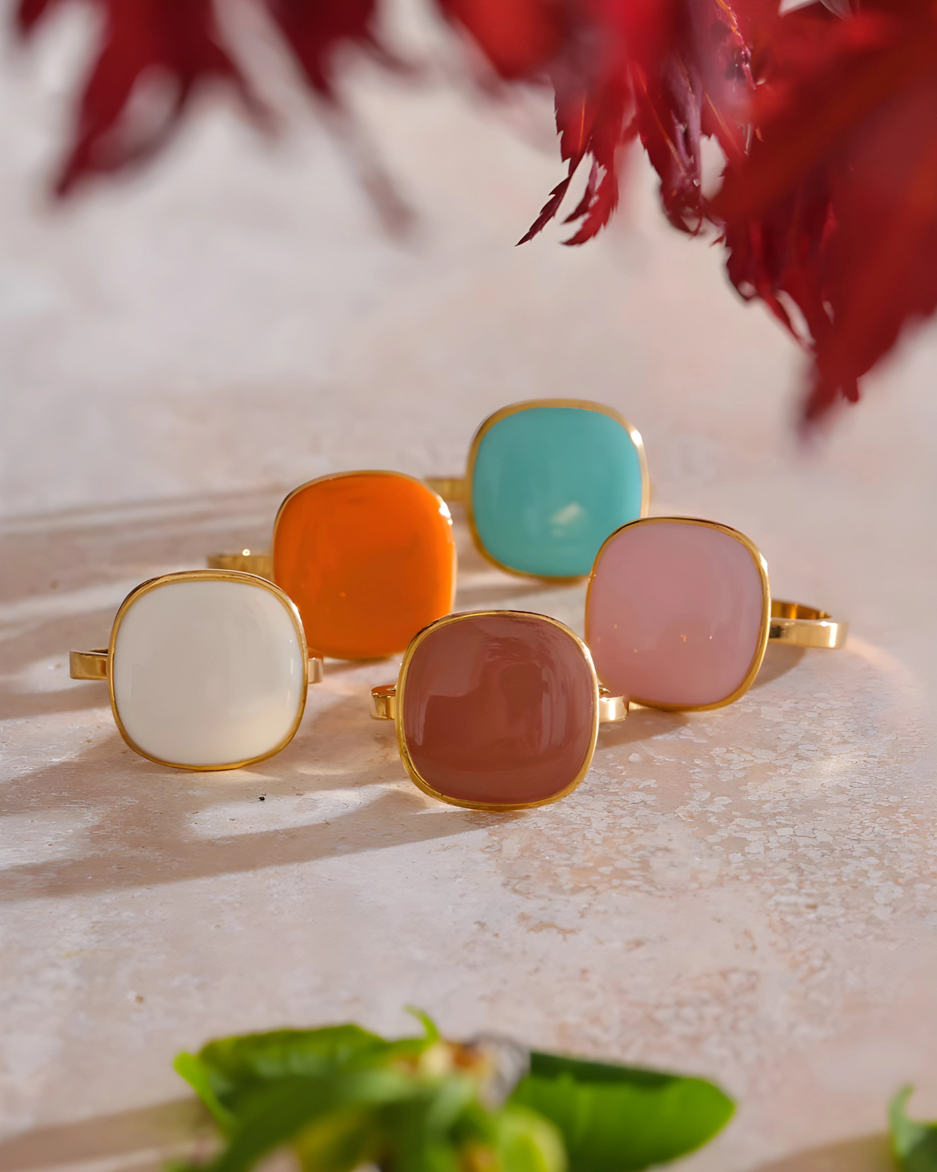 Anel Square Esmaltado