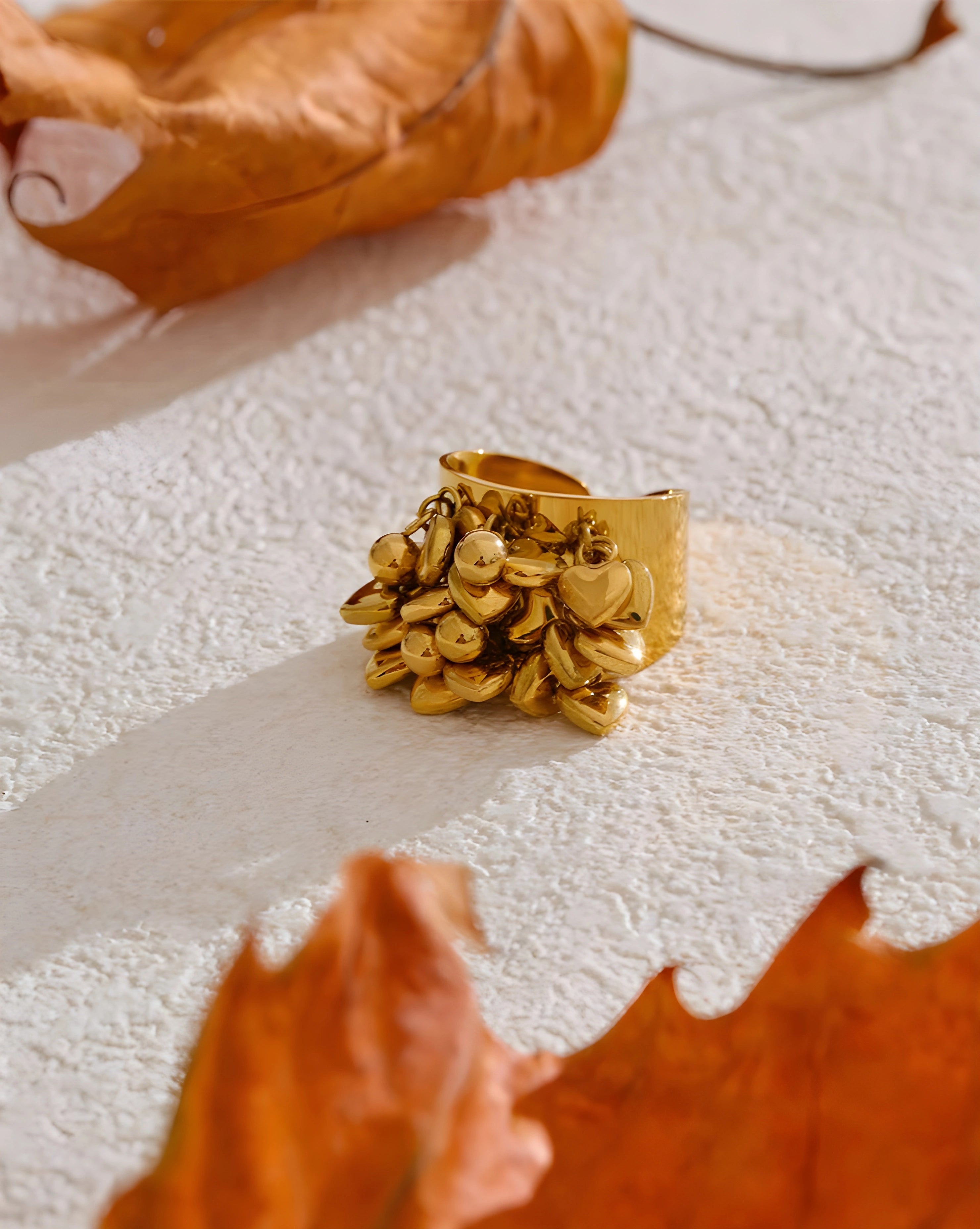 Anel Pingentes de Corações