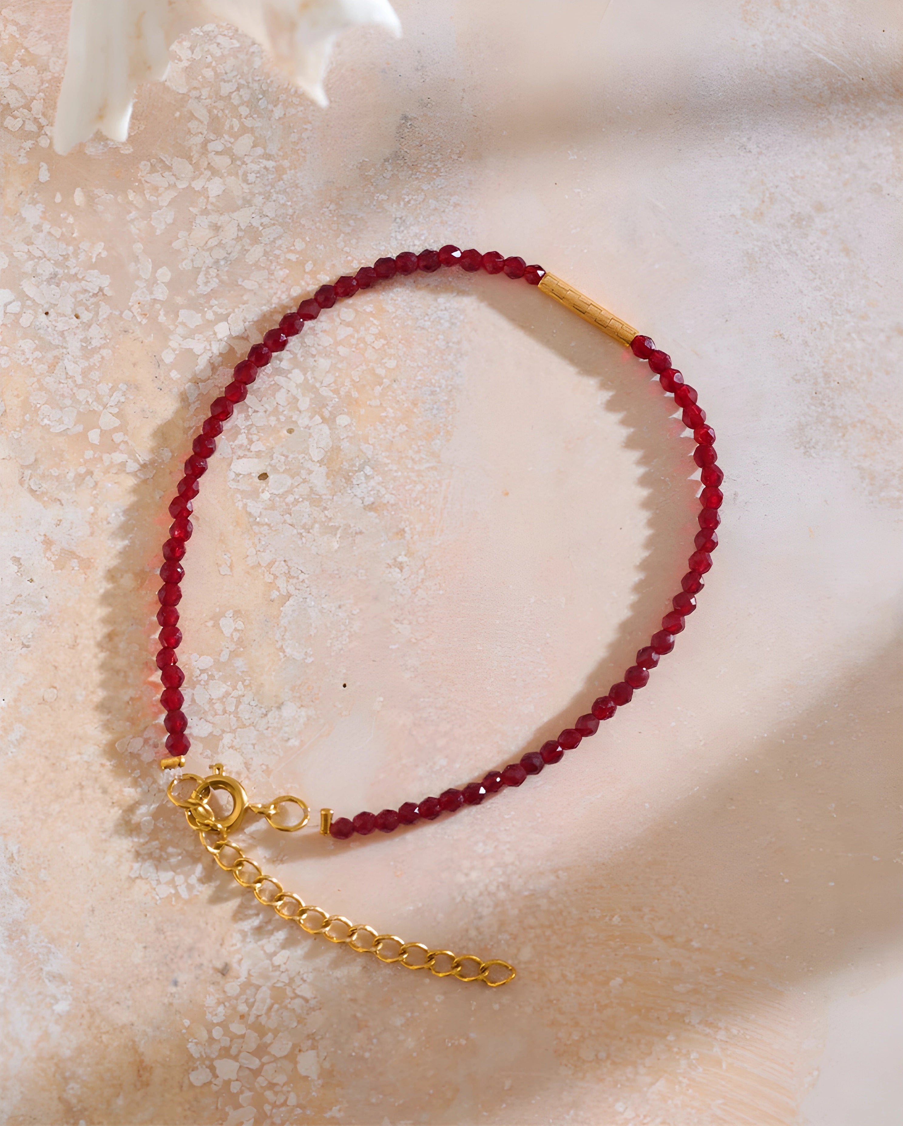 Pulseira Contas Cristal Vermelho