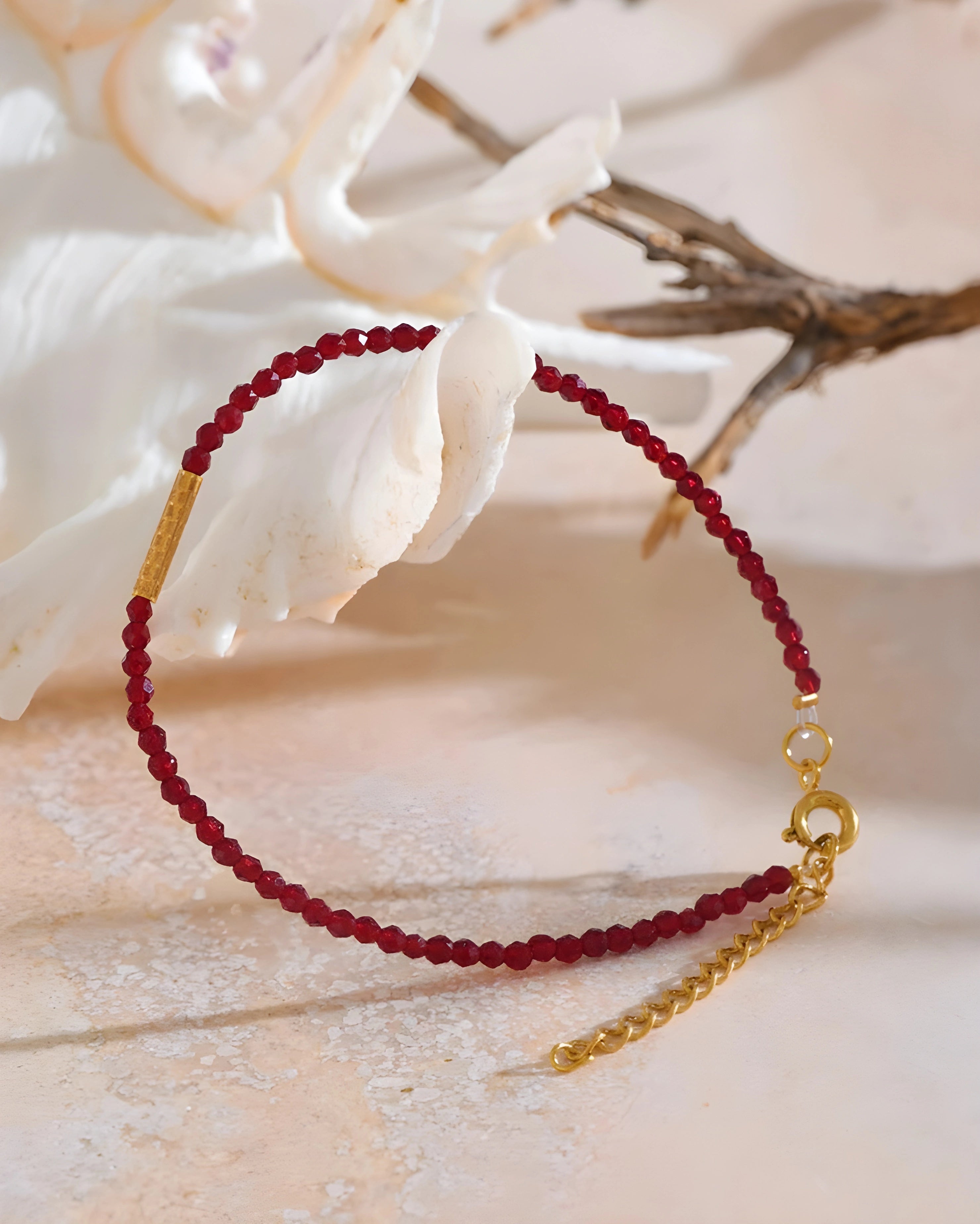 Pulseira Contas Cristal Vermelho