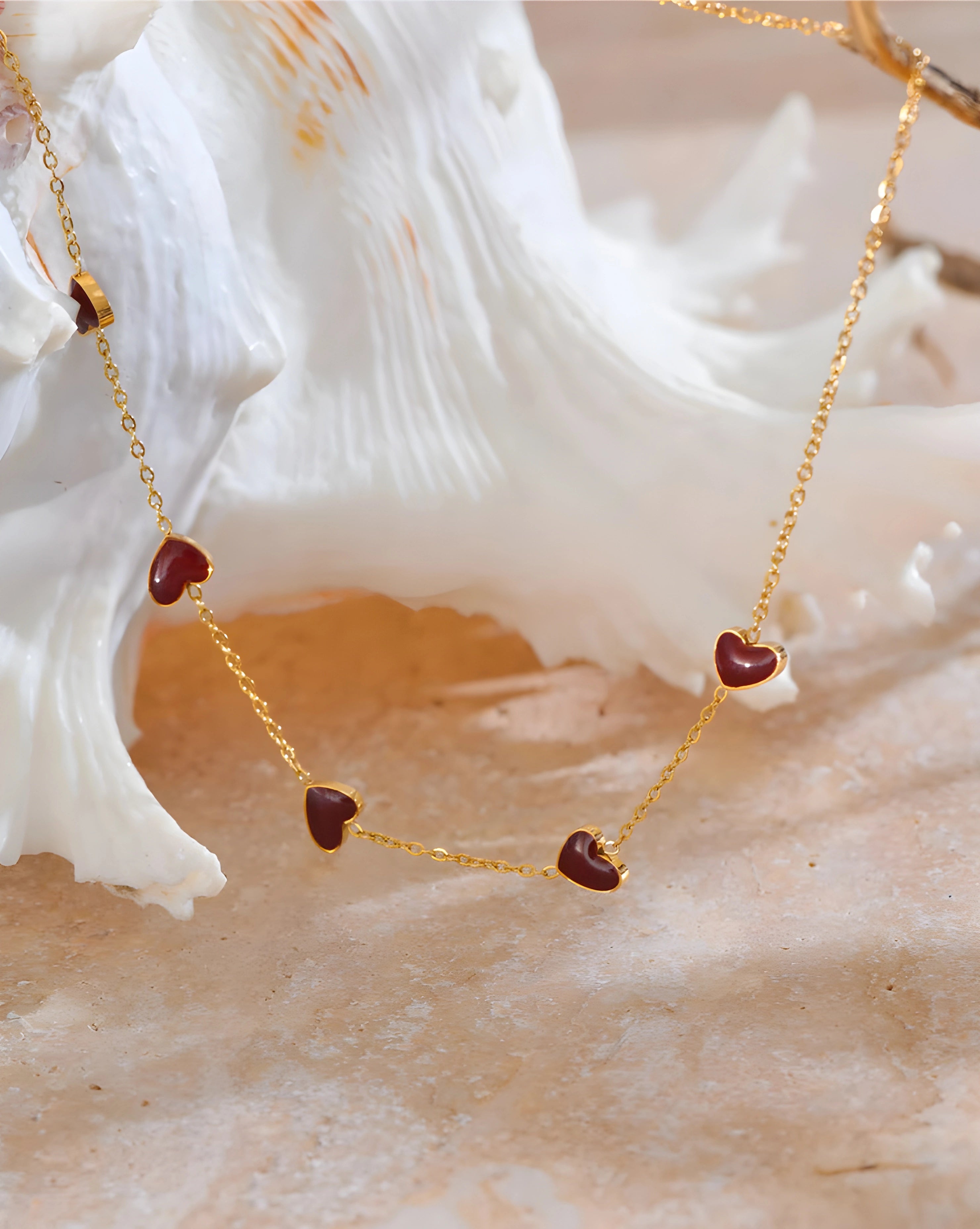 Colar Corações Esmaltados