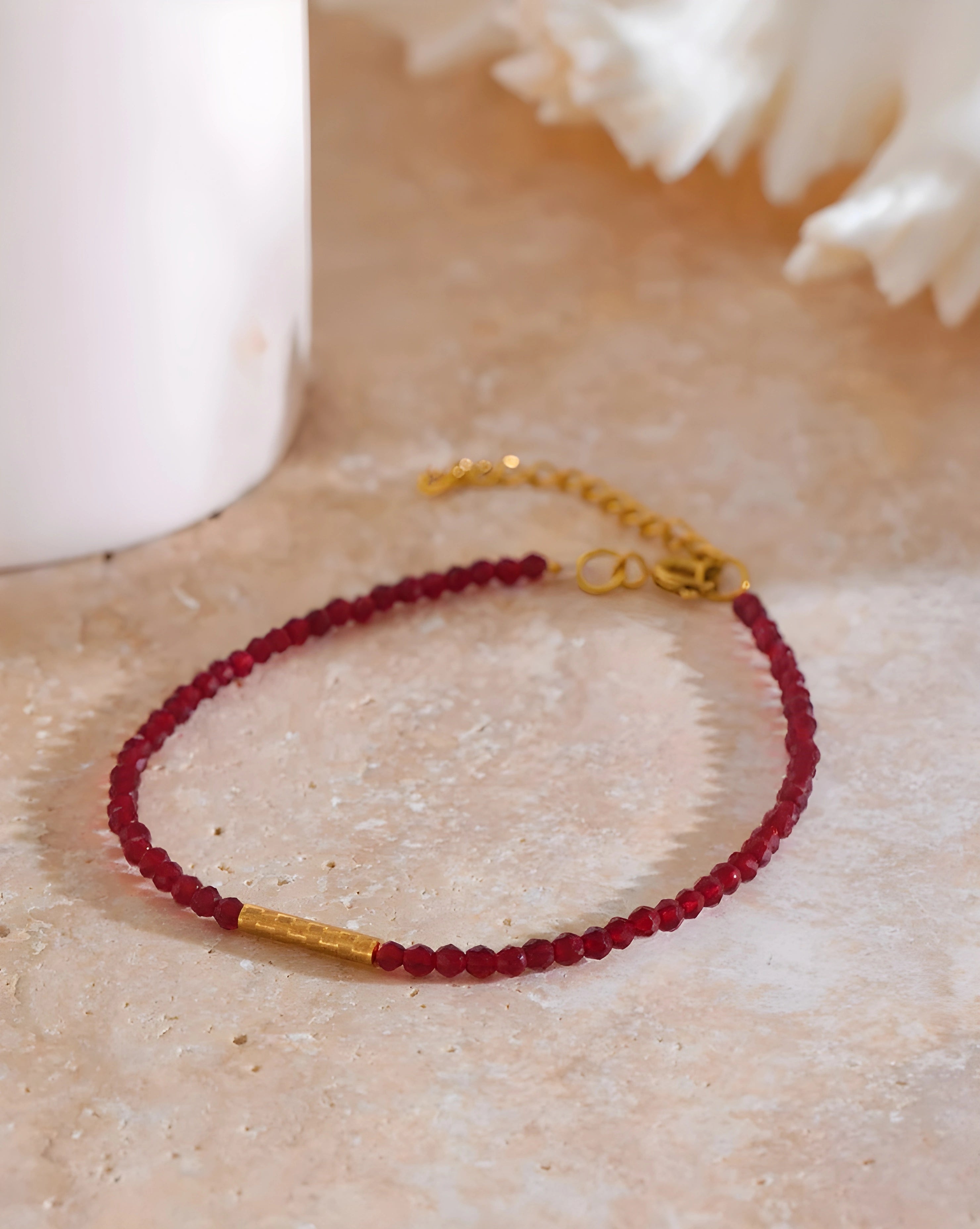 Pulseira Contas Cristal Vermelho