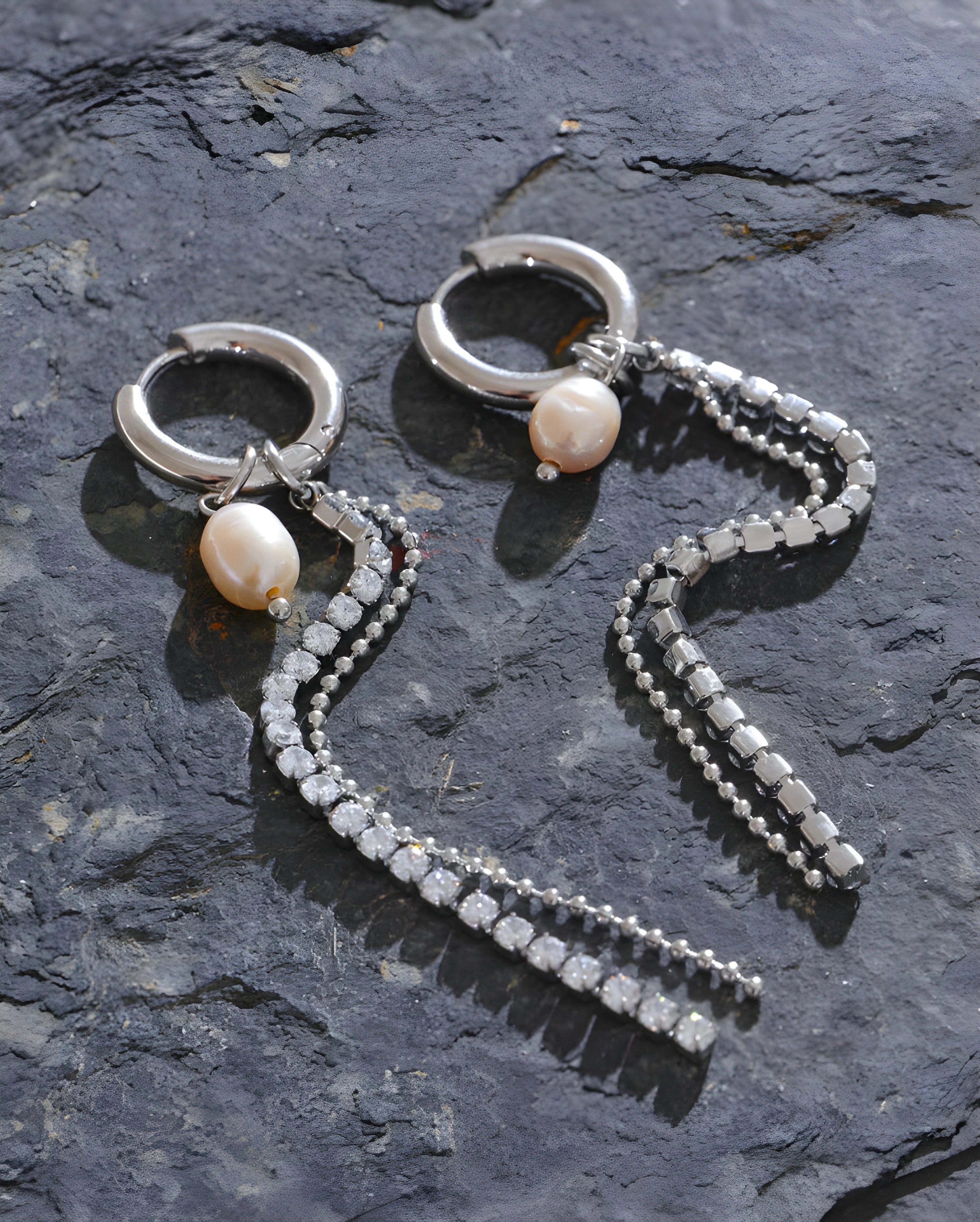 Brinco de Argola Borla Pérola & Zircônia