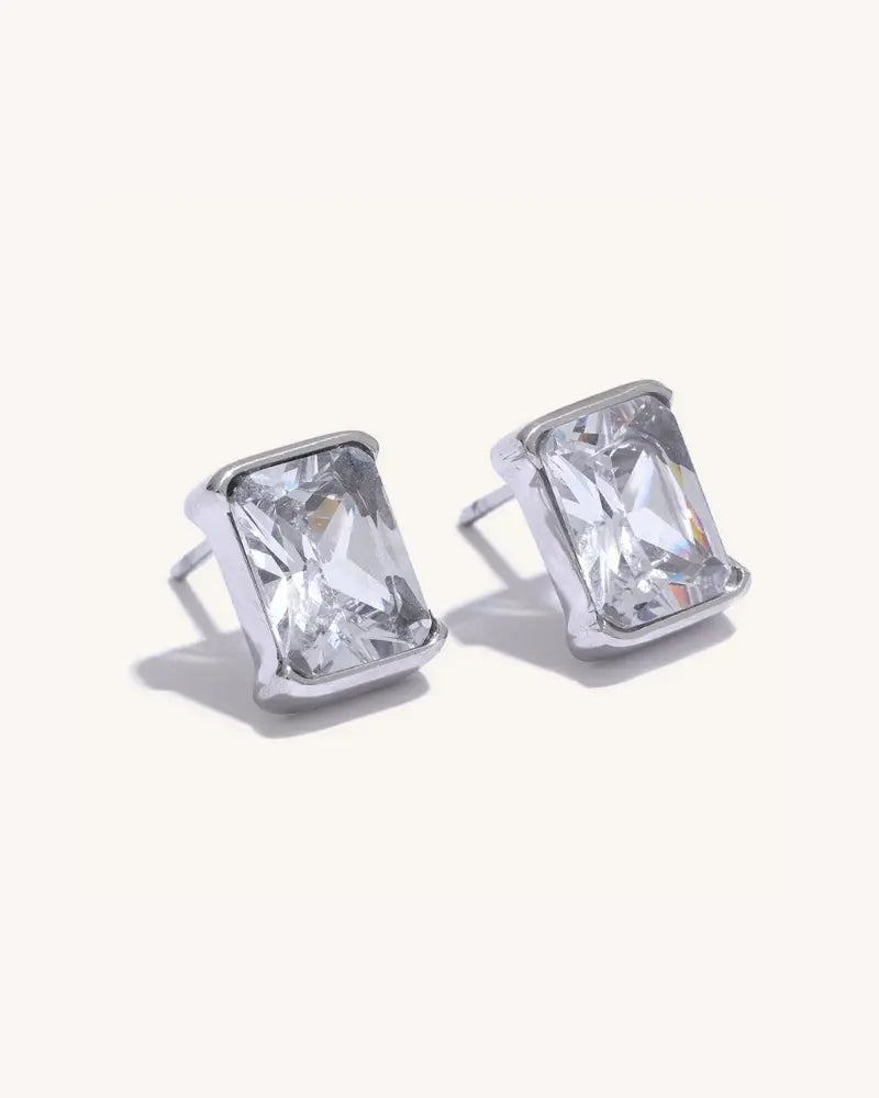 Brinco Stud Bisel Zircônia