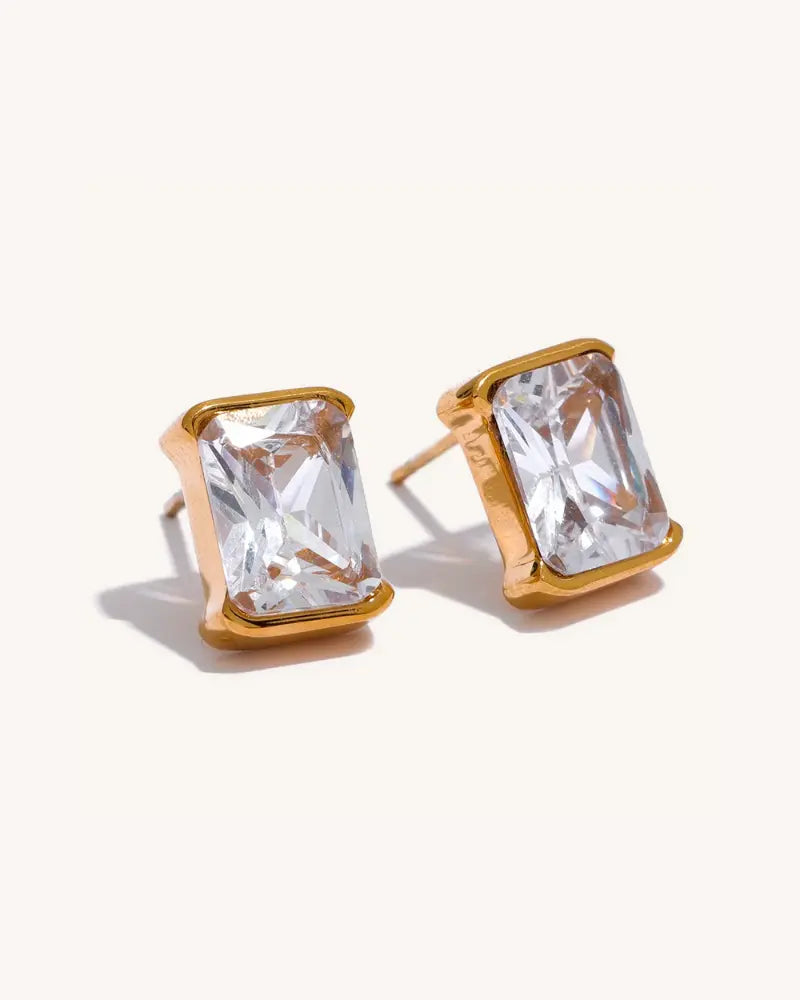 Brinco Stud Bisel Zircônia
