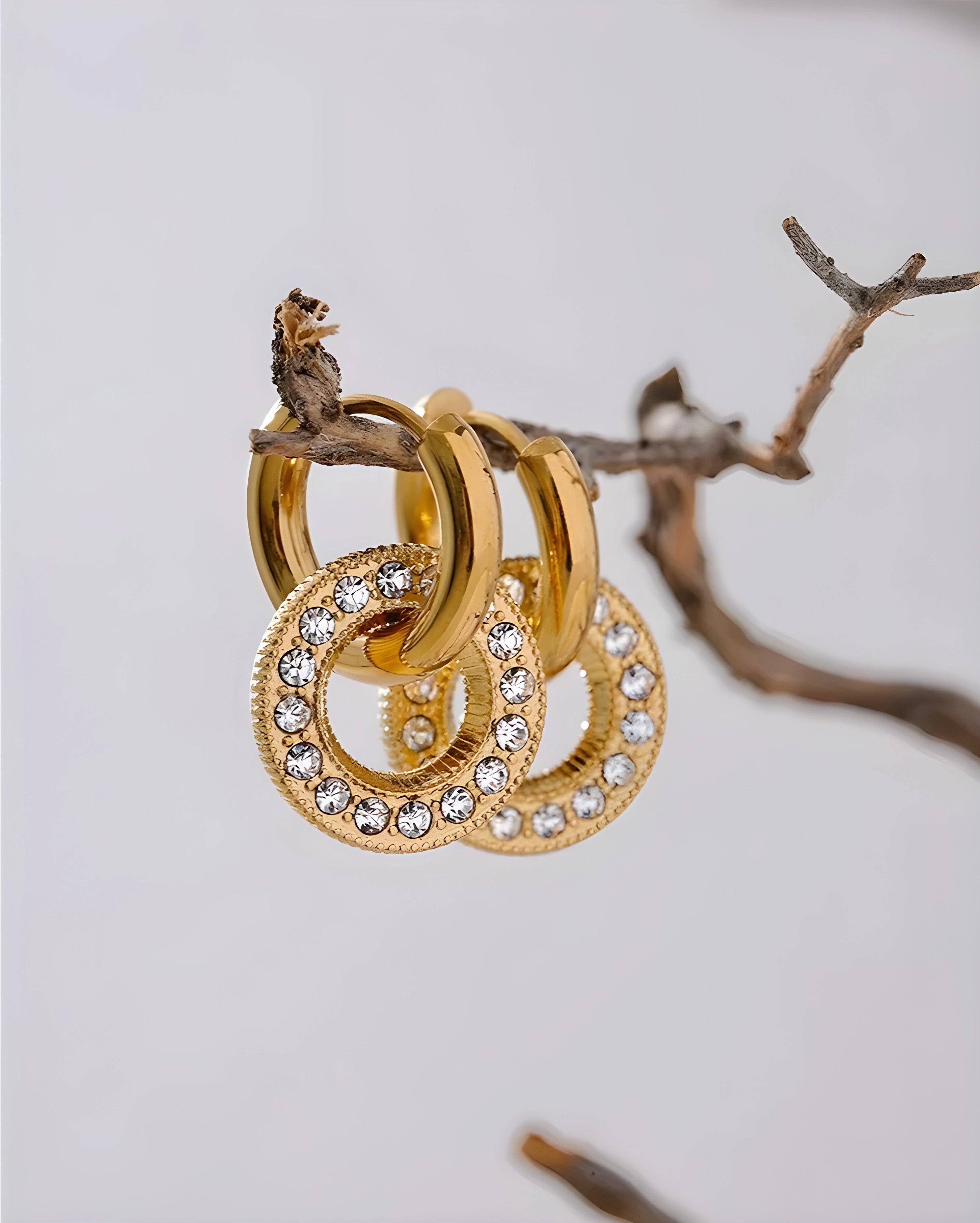 Brinco de Argola Dupla Link Strass