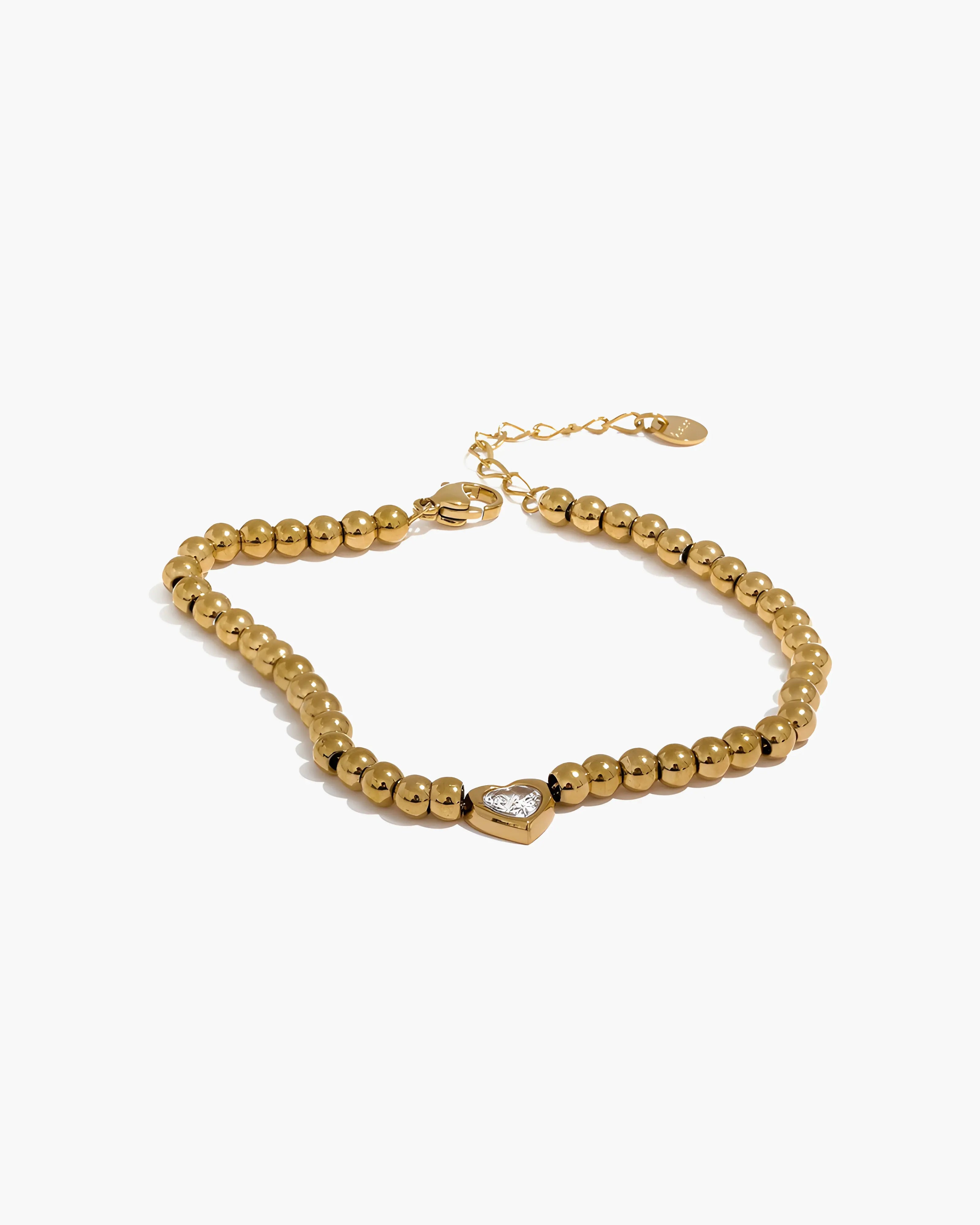 Pulseira de Contas Coração Zircônia