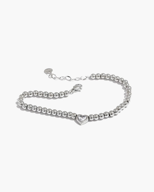 Pulseira Bolinhas Coração Zircônia
