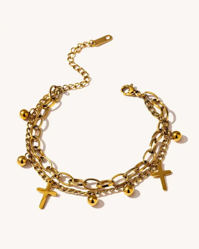 Pulseira Dupla Crucifixos