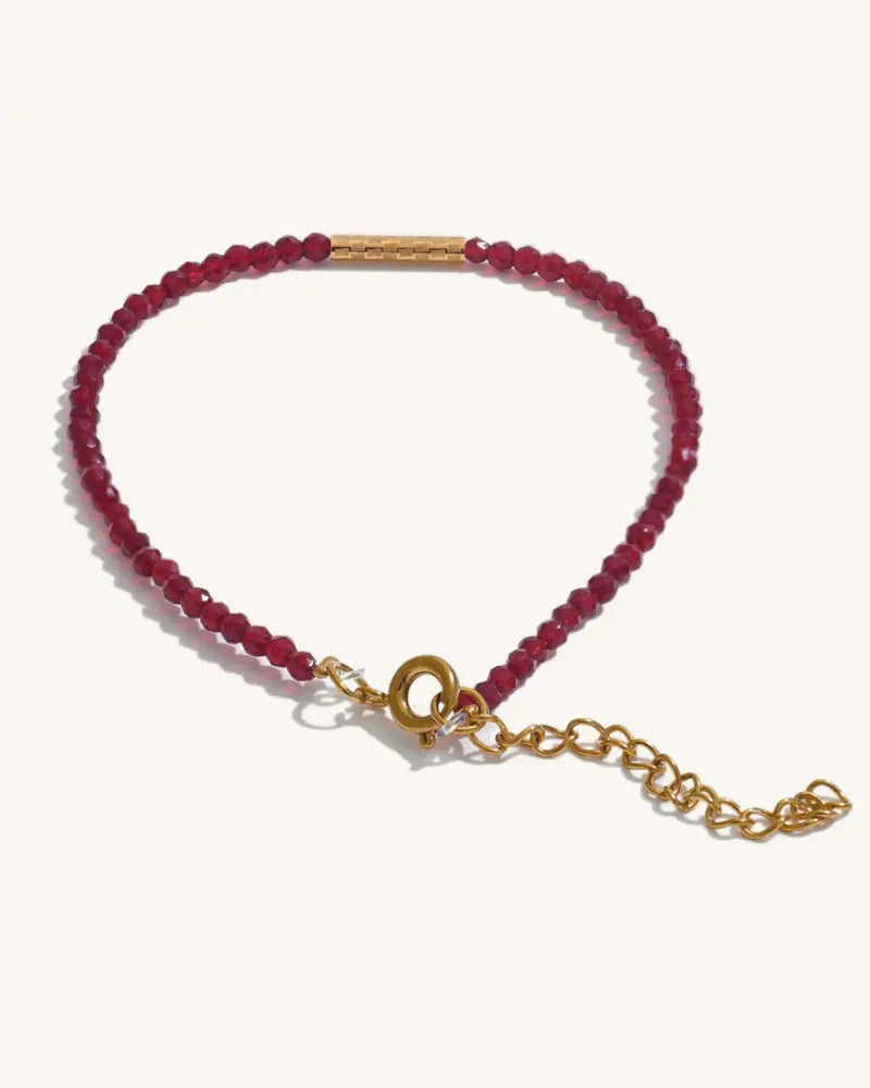 Pulseira Contas Cristal Vermelho