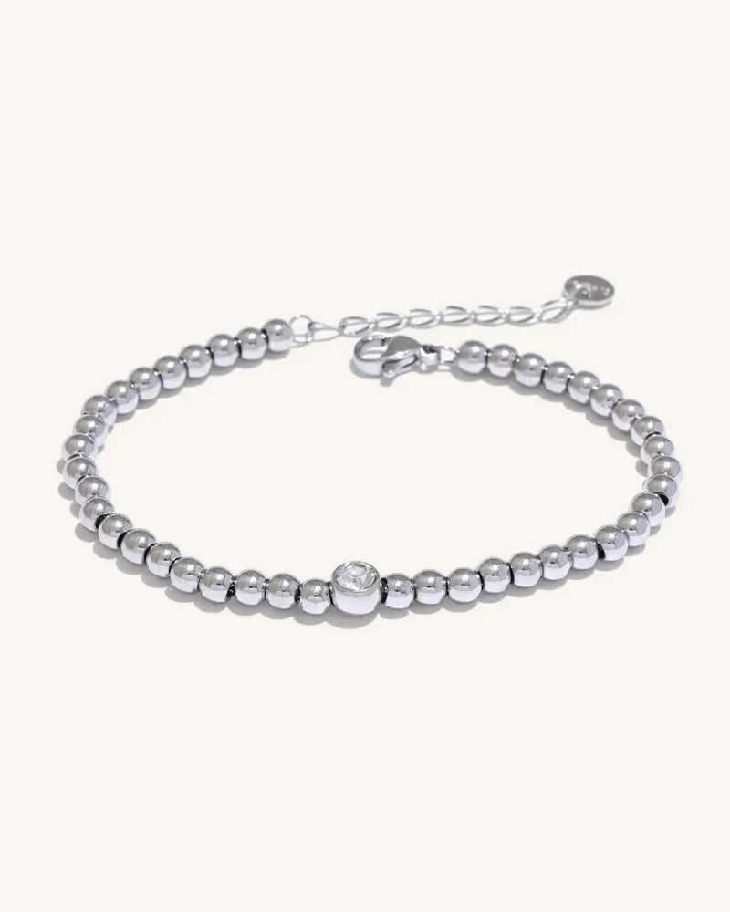 Pulseira de Contas Ponto de Zircônia