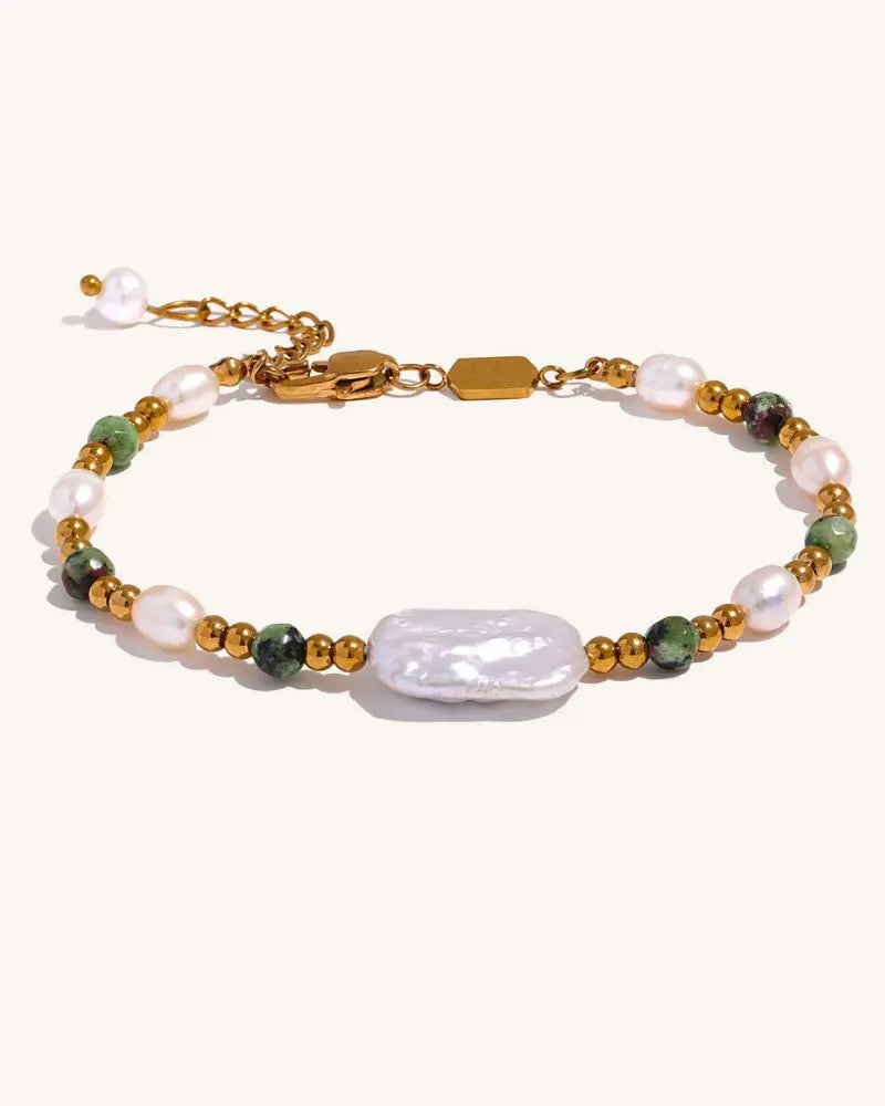 Pulseira Barroca Epídoto & Pérola