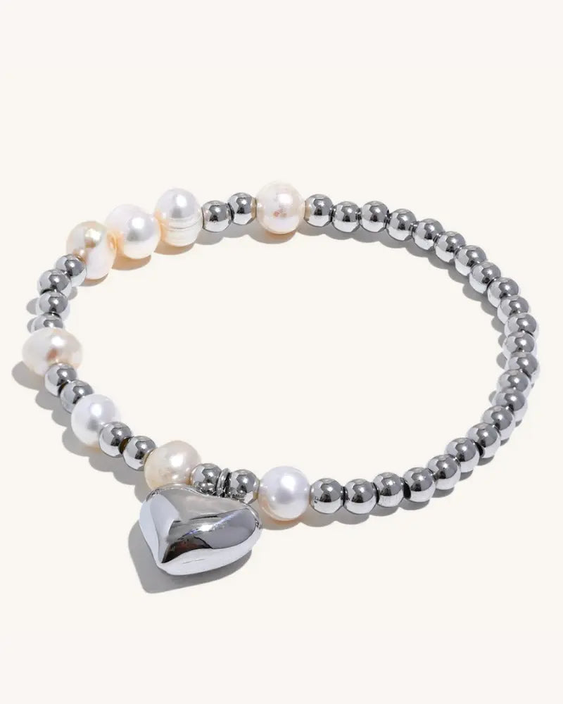 Pulseira de Contas Coração Pérola