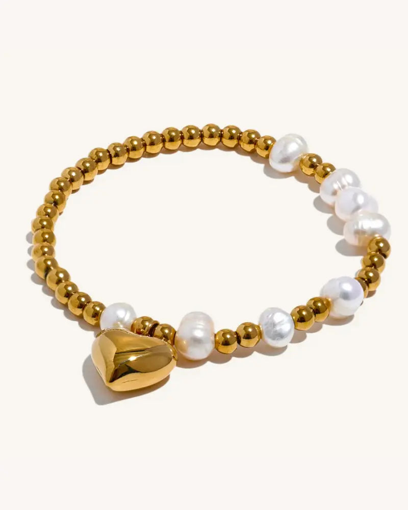 Pulseira de Contas Coração Pérola