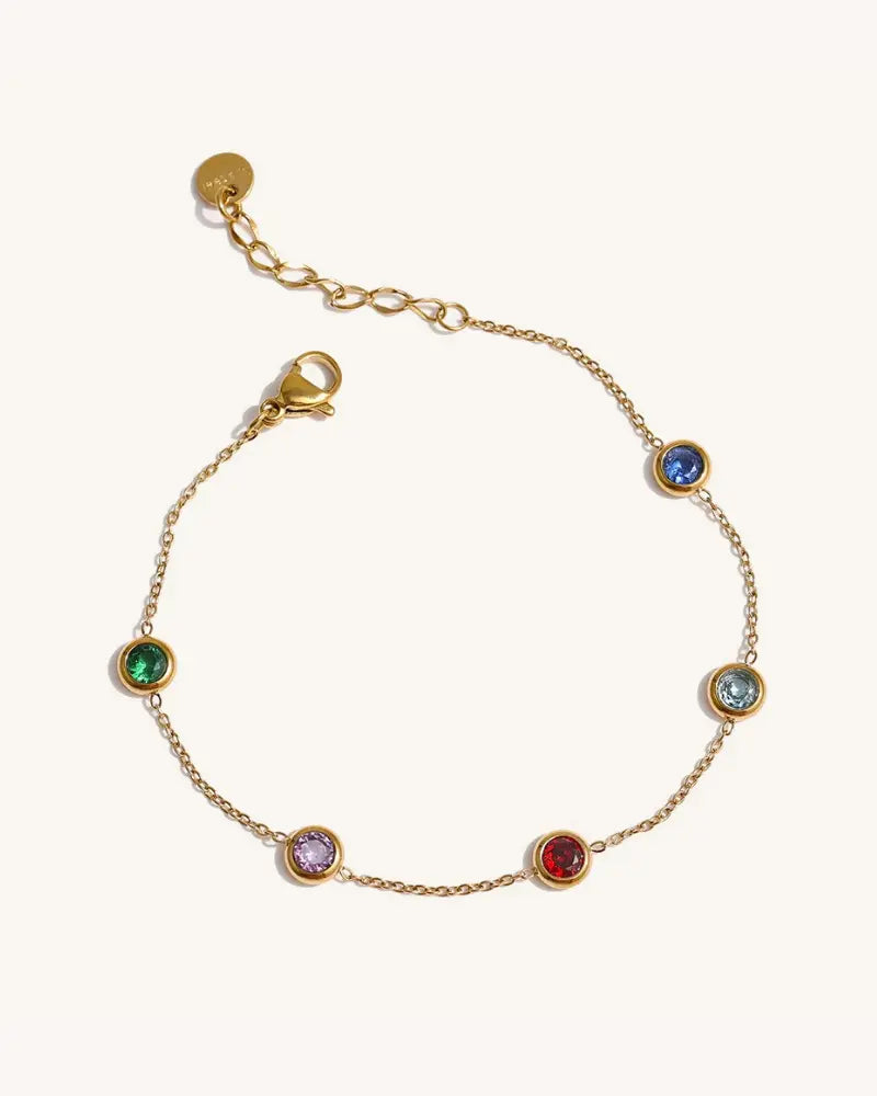 Pulseira Pontos de Zircônias Coloridas