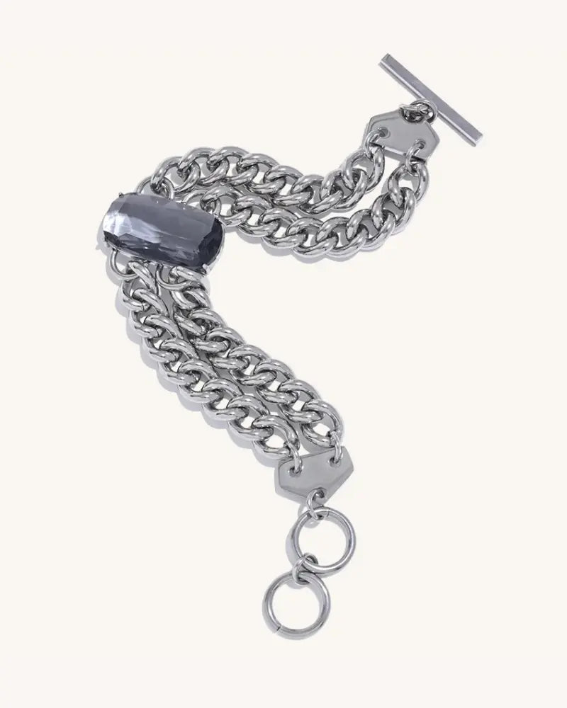 Pulseira Dupla Corrente Zircônia Cinza