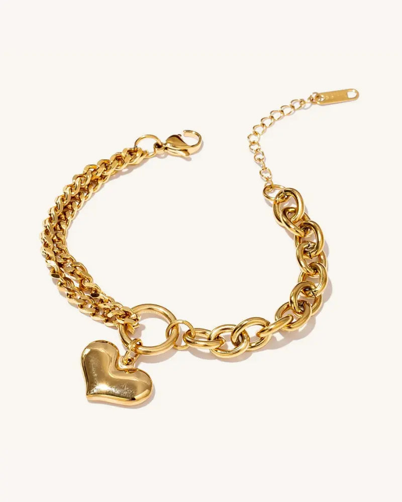 Pulseira Corrente Charm Pendente Coração
