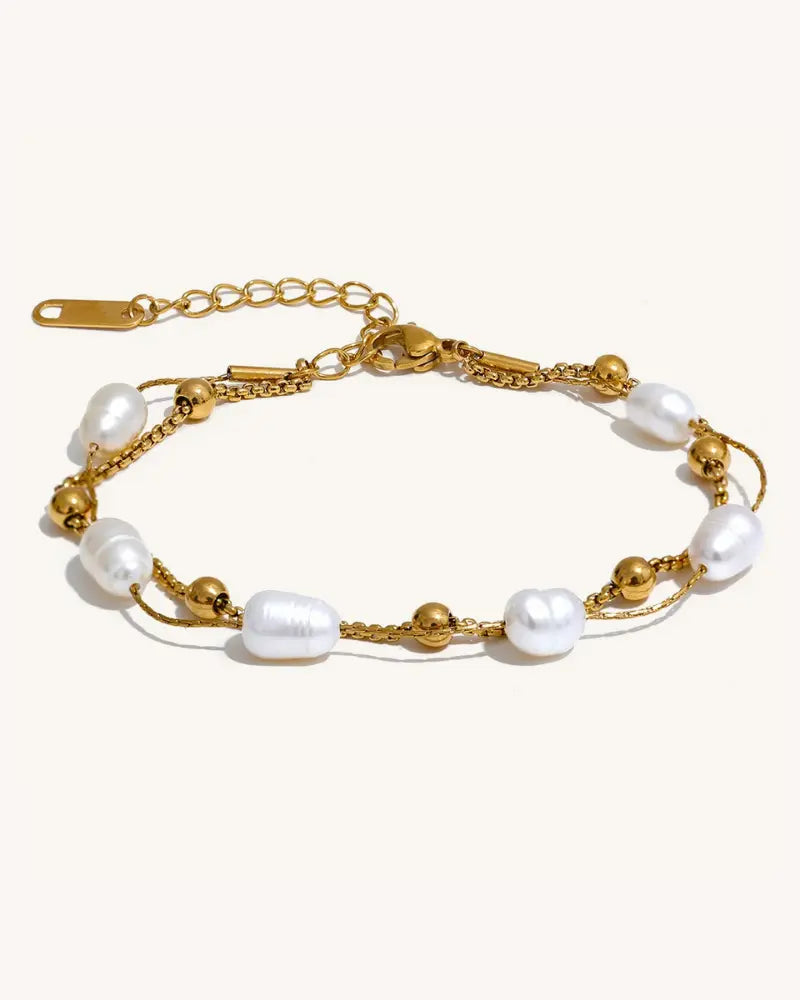 Pulseira Dupla Charm Pérola